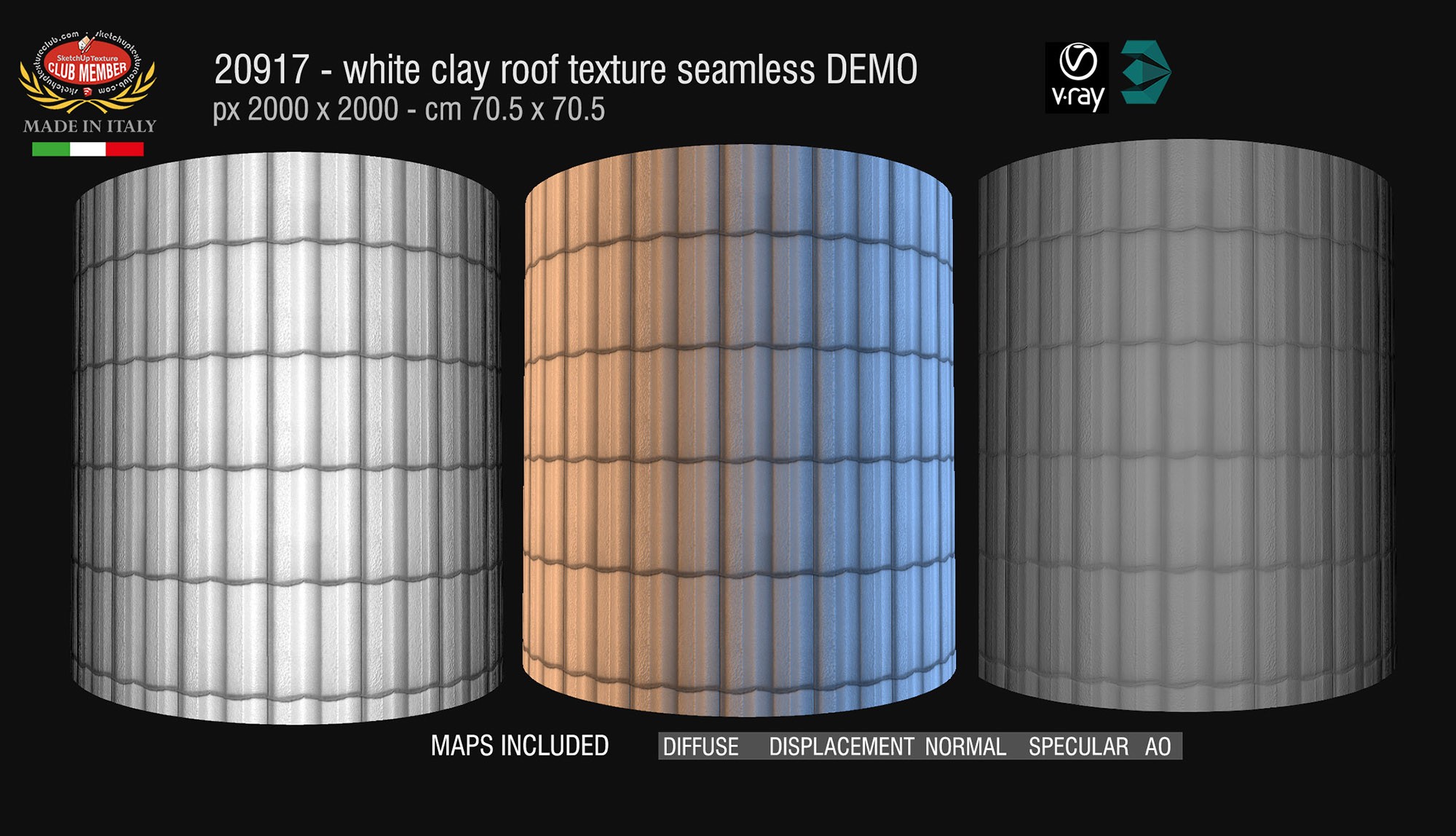 20917 White clay roof texture + maps DEMO