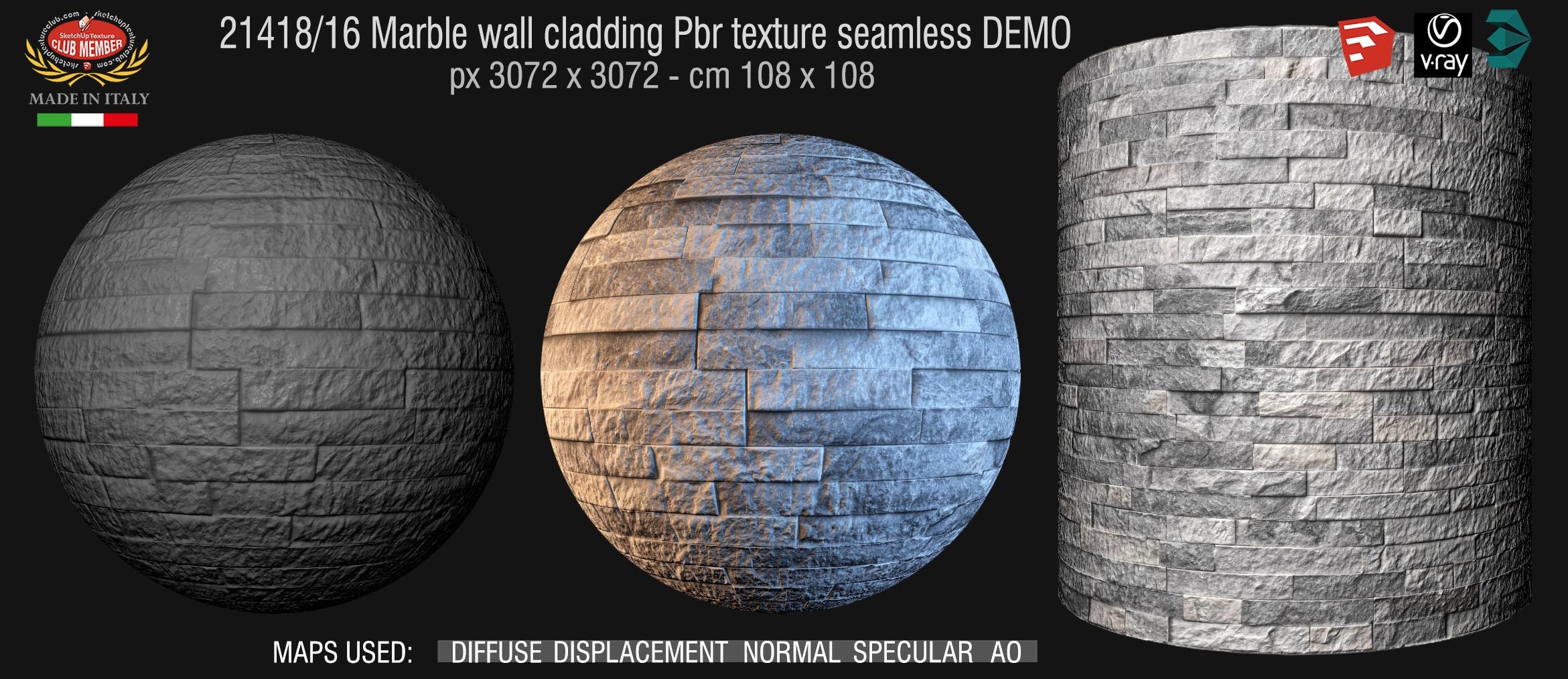 21418_16 Marble wall cladding Pbr texture seamless DEMO