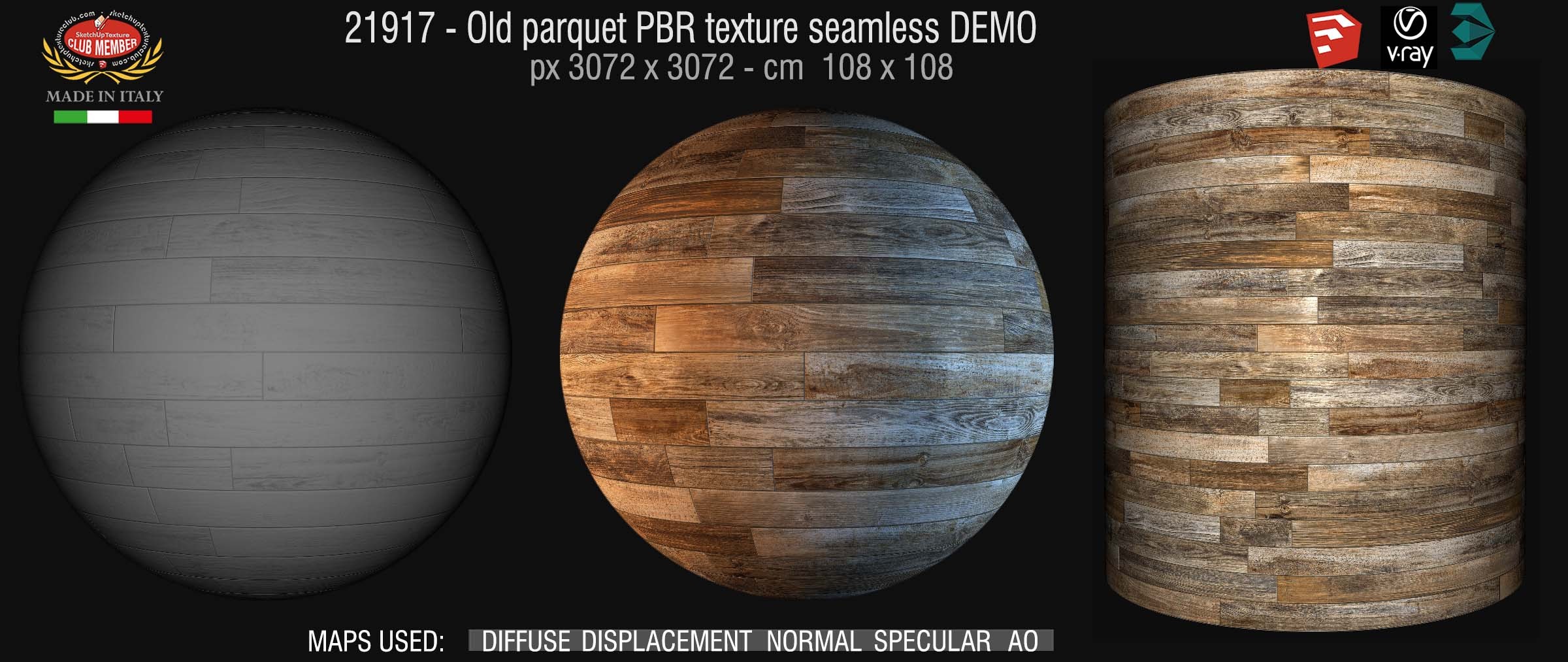 21917 Old parquet PBR texture seamless DEMO