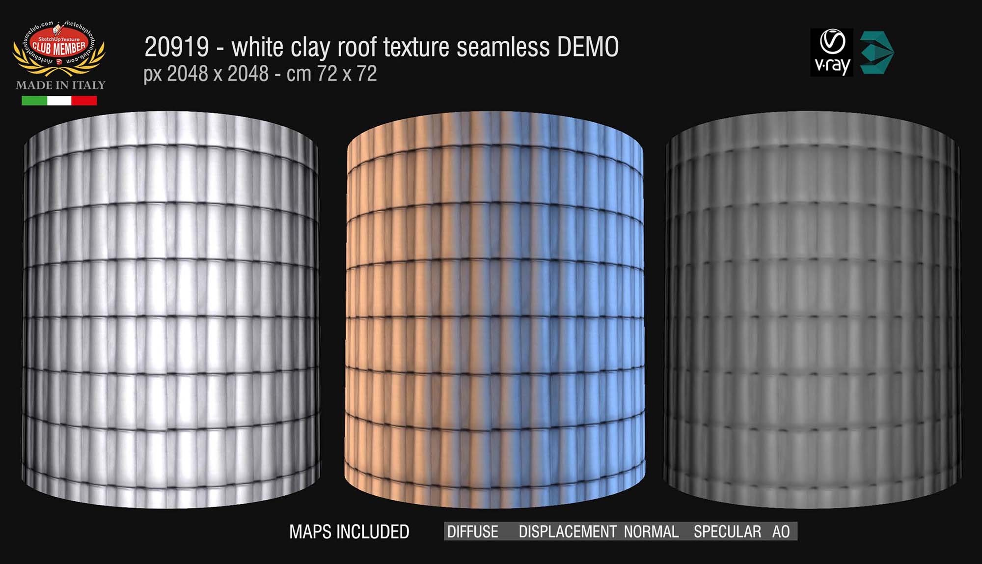 20919  White clay roof texture seamless + maps DEMO