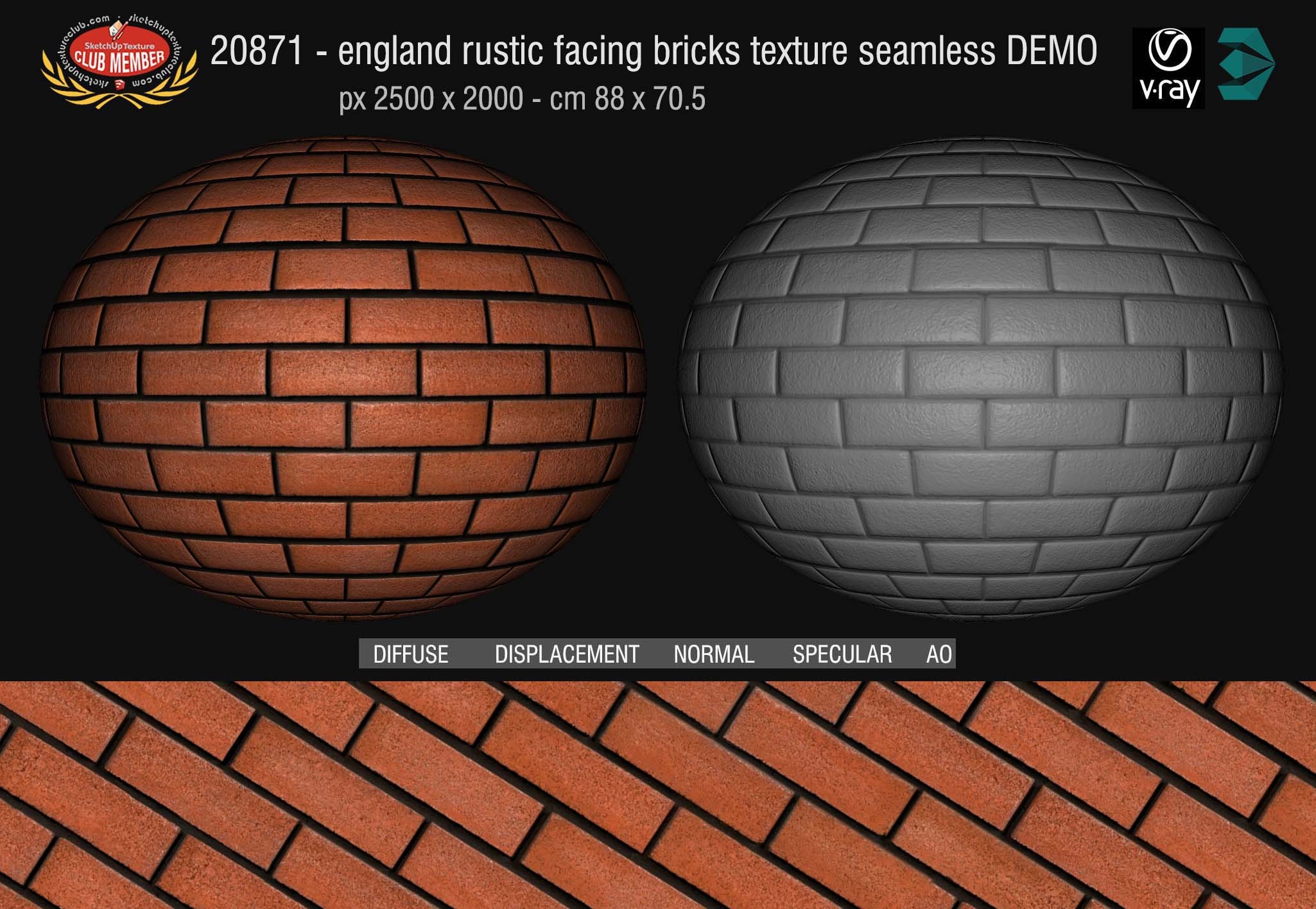 20871 England rustic facing bricks texture seamless + maps DEMO