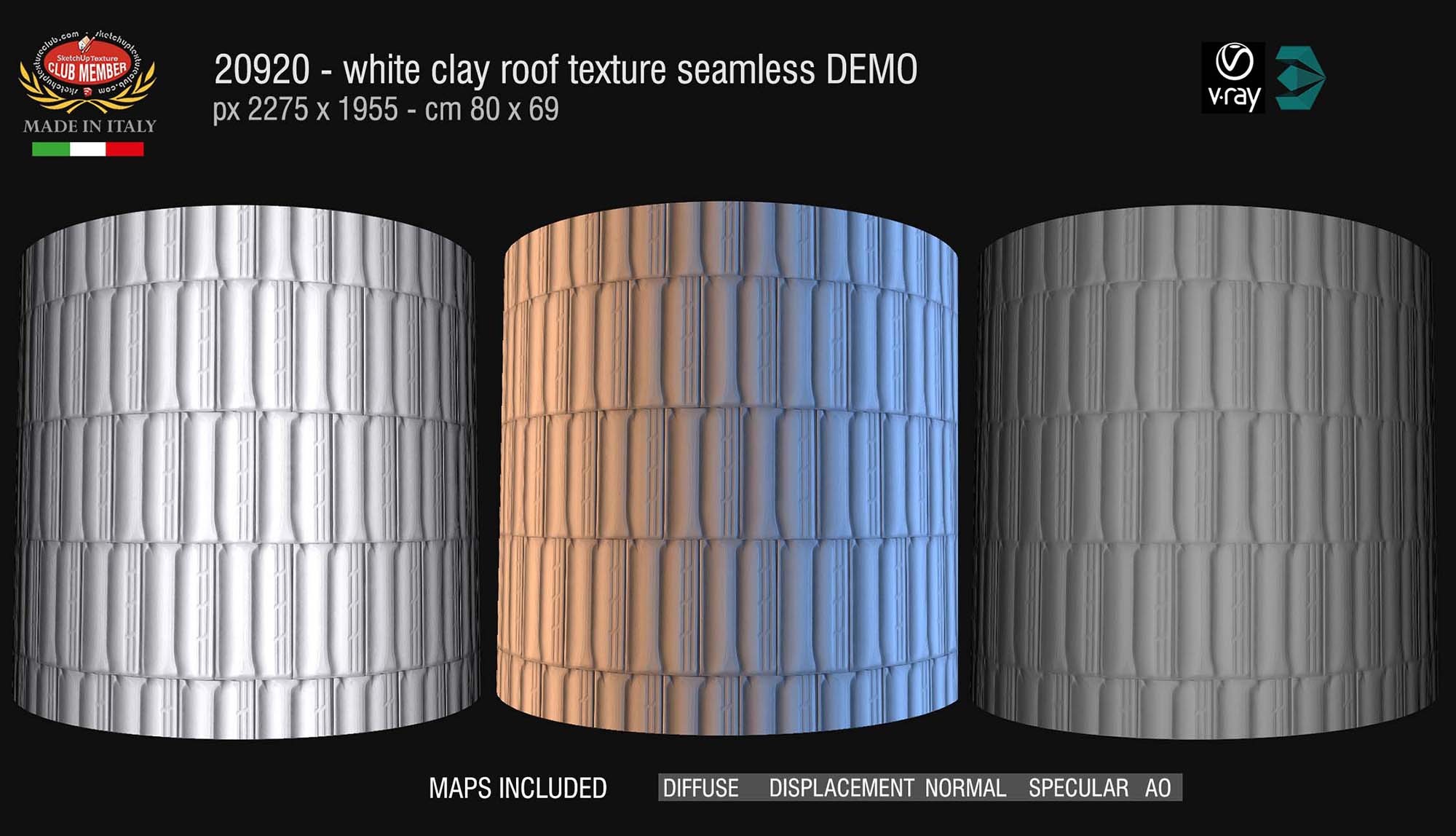 20920 White clay roof texture + maps DEMO