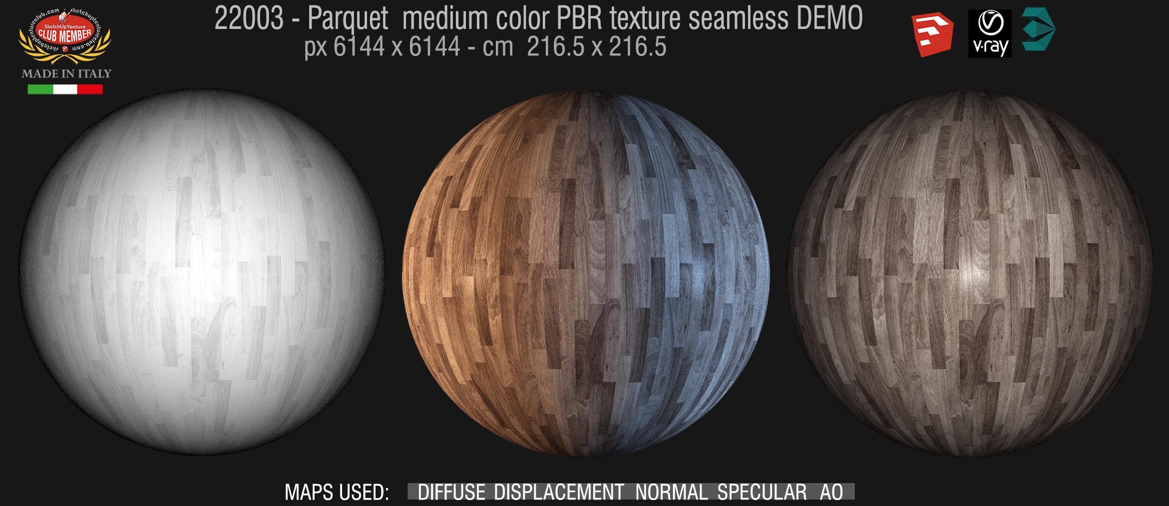 22003 Parquet medium color PBR texture seamless DEMO