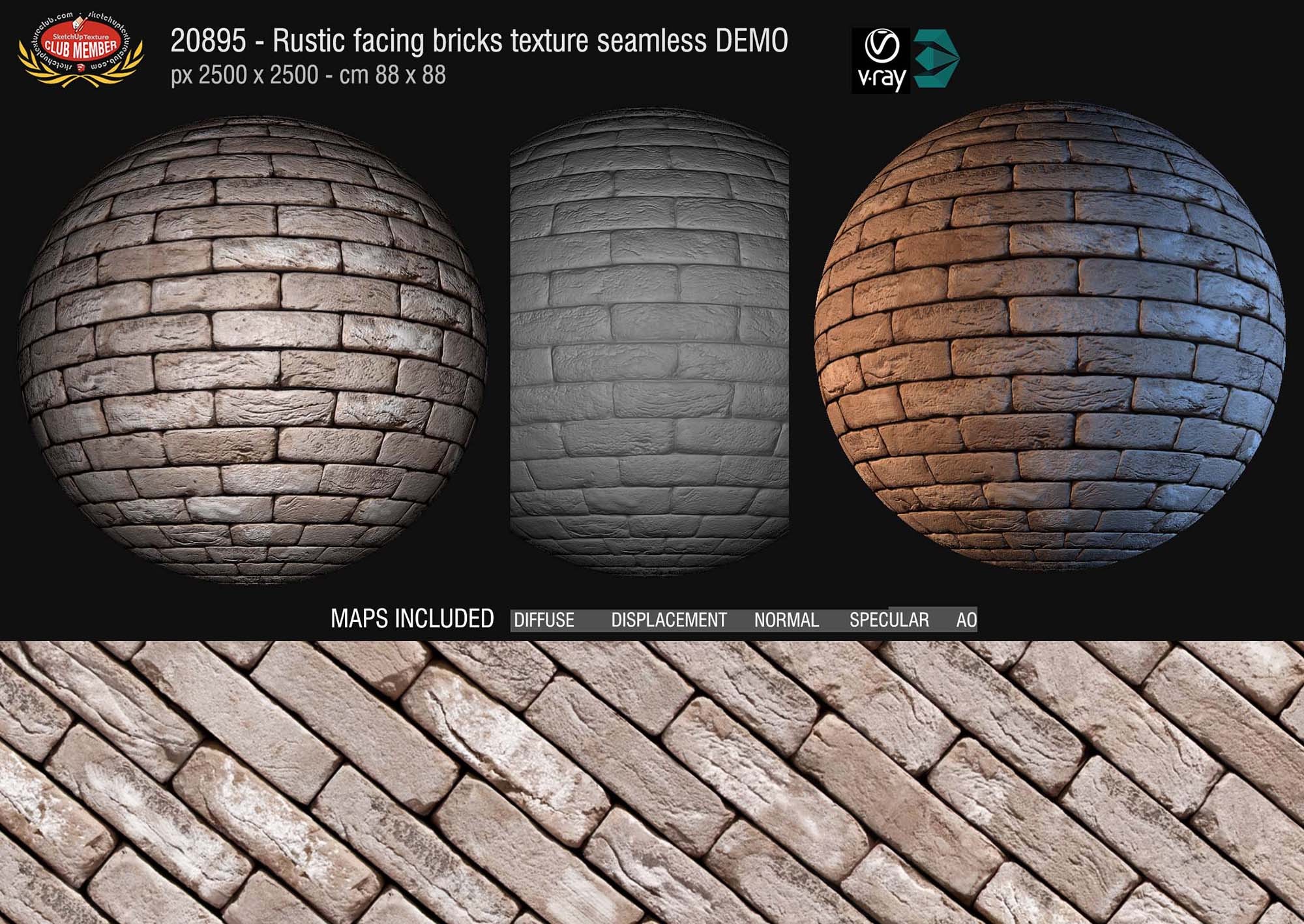 20895 Rustic facing bricks texture + Maps DEMO