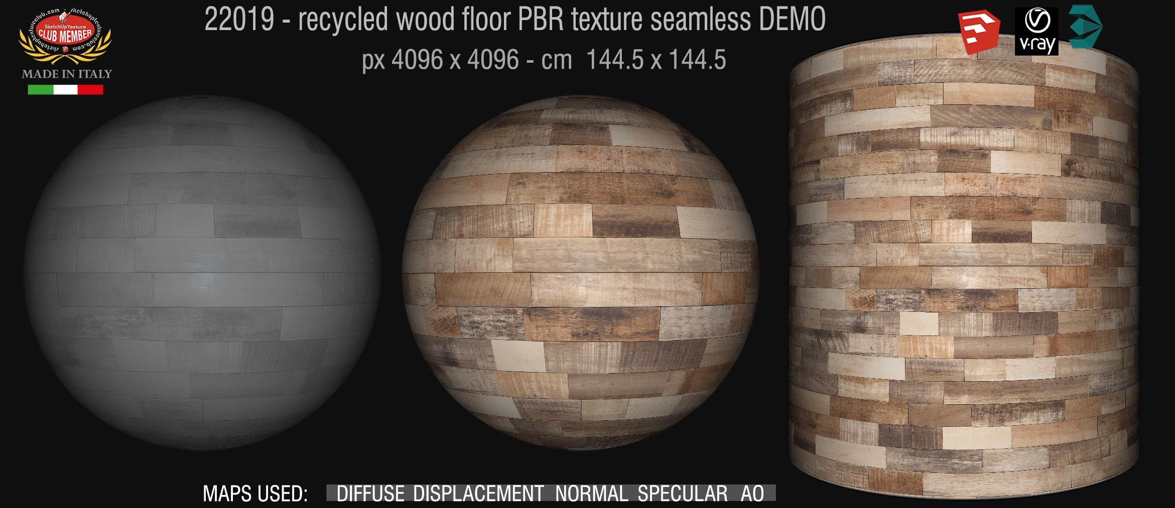 22019 recycled wood floor PBR texture seamless DEMO
