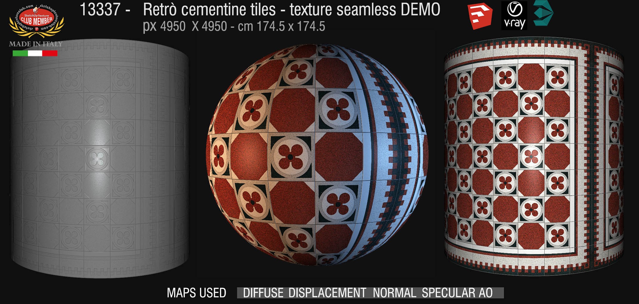 13337 retrò cementine tiles - texture seamless + maps DEMO