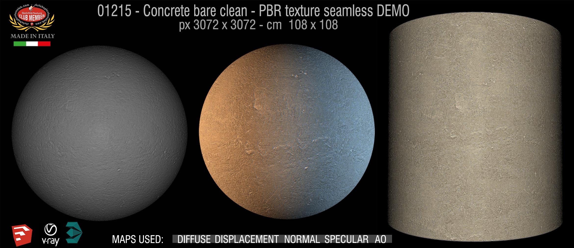 01215 Concrete bare clean-PBR texture seamless DEMO