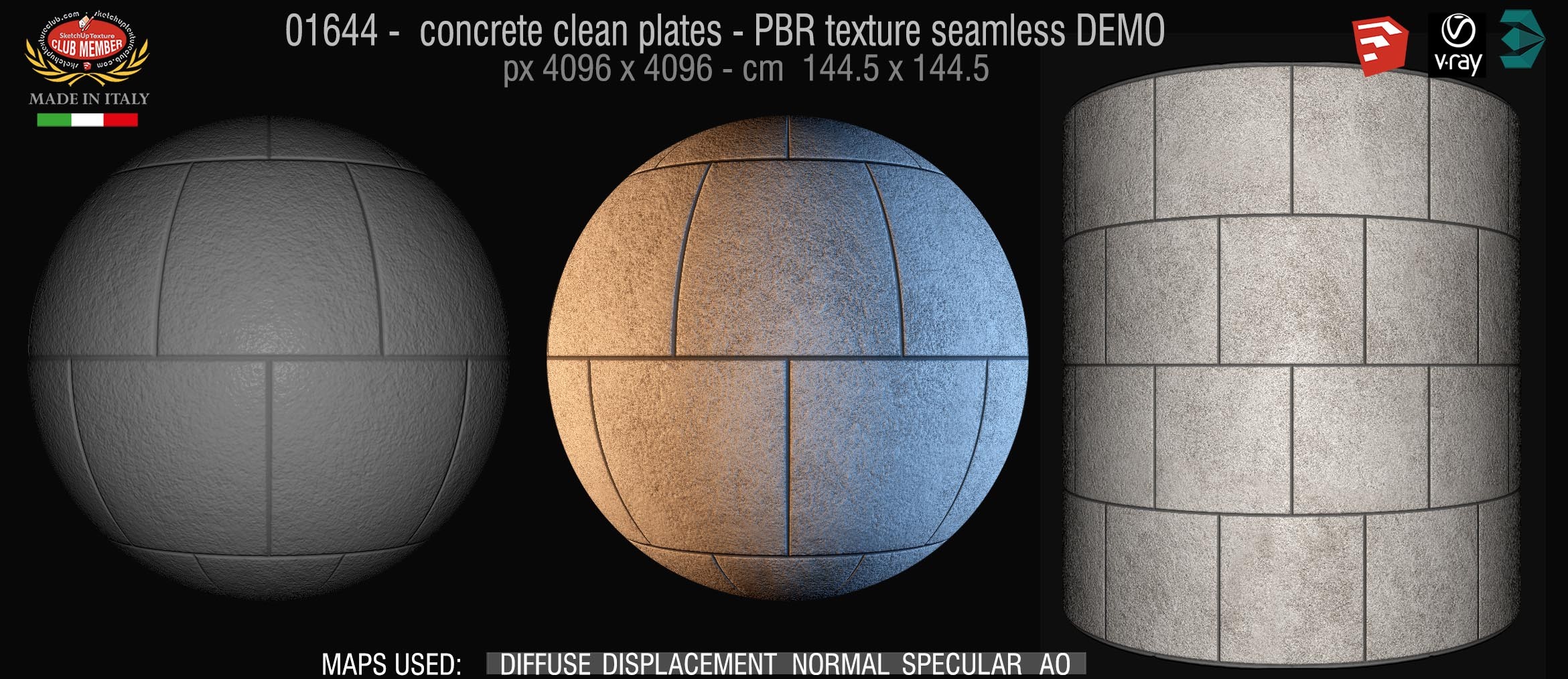 01644 concrete clean plates wall PBR texture seamless DEMO