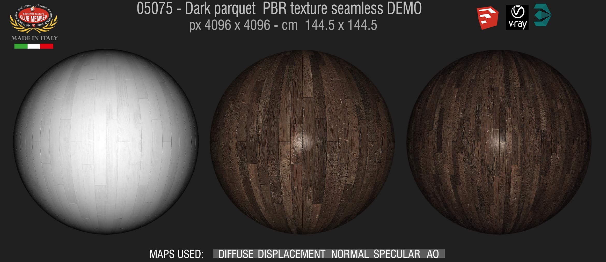 05075 Dark parquet PBR texture seamless DEMO