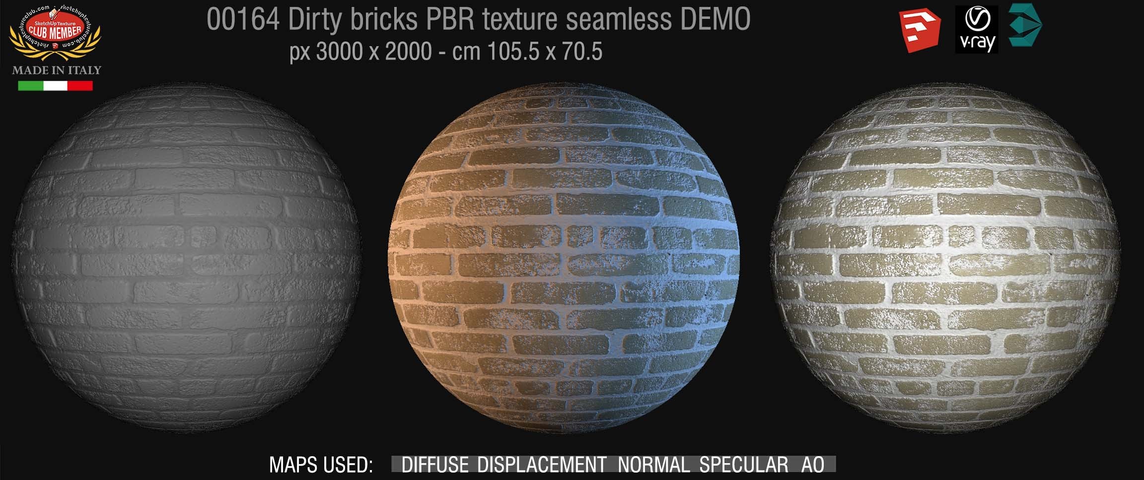 0164 Dirty bricks PBR texture seamless DEMO