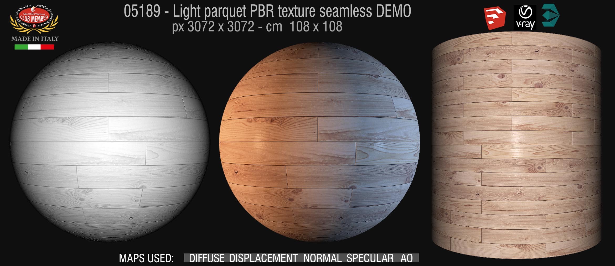 05189 Light parquet PBR texture seamless DEMO