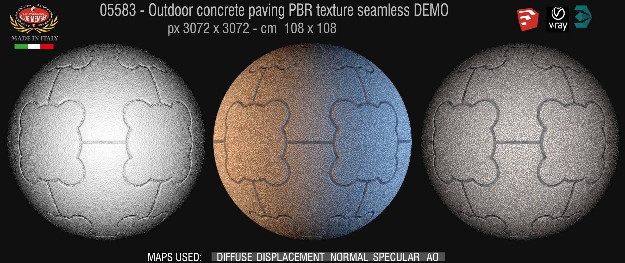 05583 Outdoor concrete paving PBR texture seamless DEMO