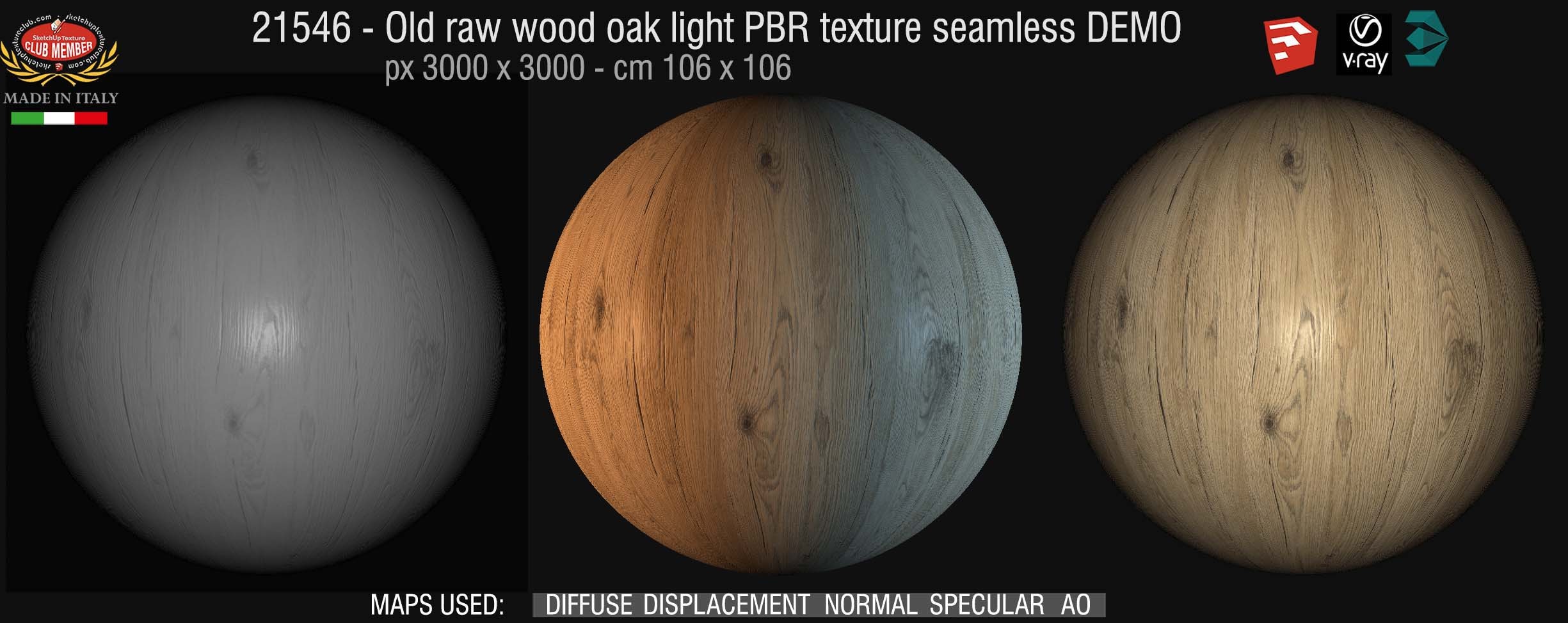 21546 Raw wood oak light PBR texture seamless DEMO