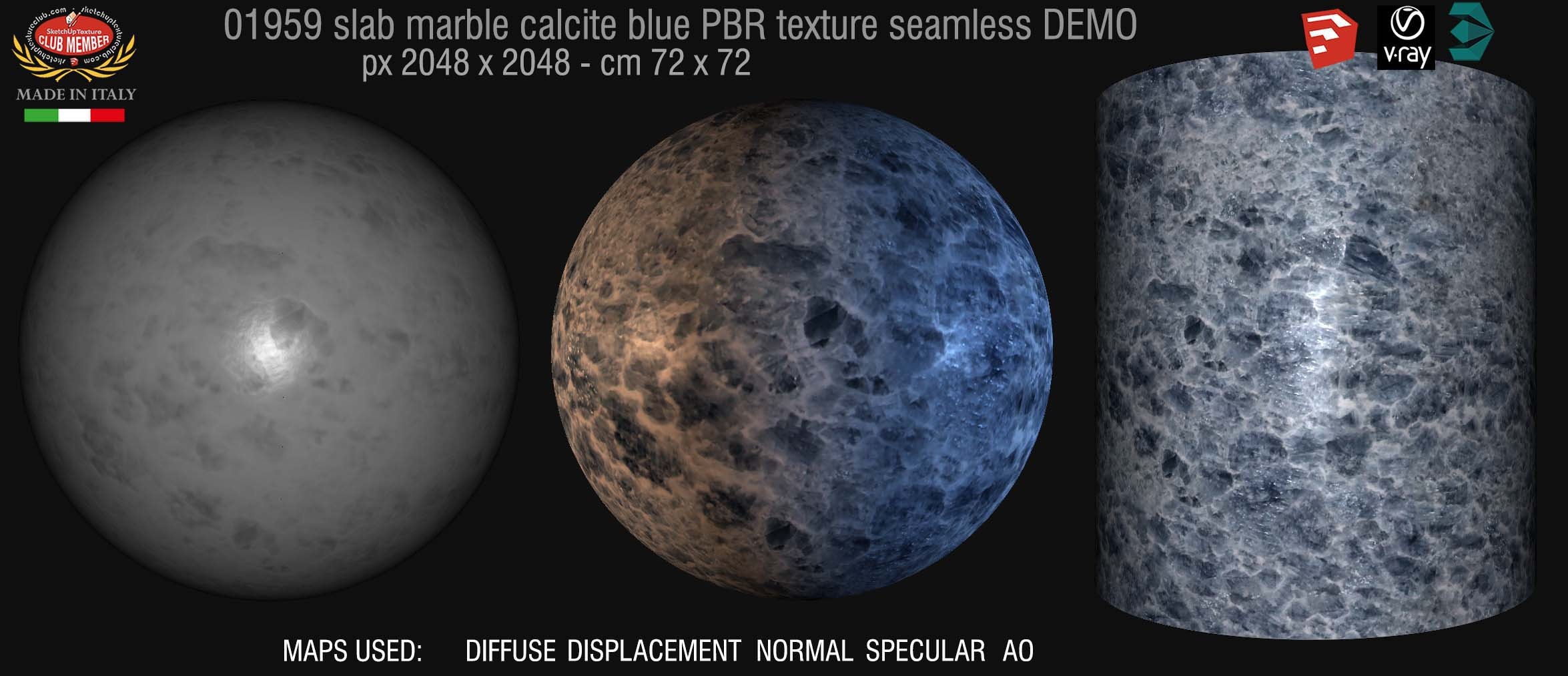 01959 slab marble calcite blue PBR texture seamless DEMO
