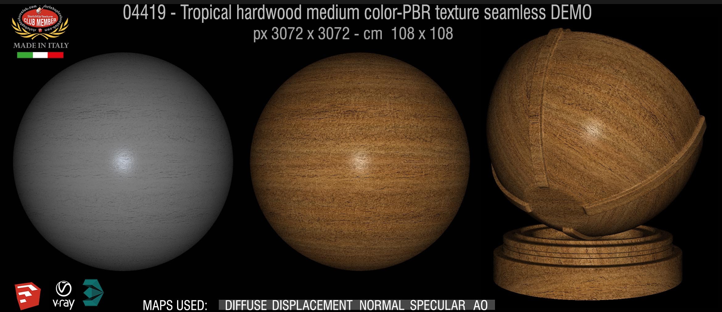04419 Tropical hardwood medium color-PBR texture seamless DEMO