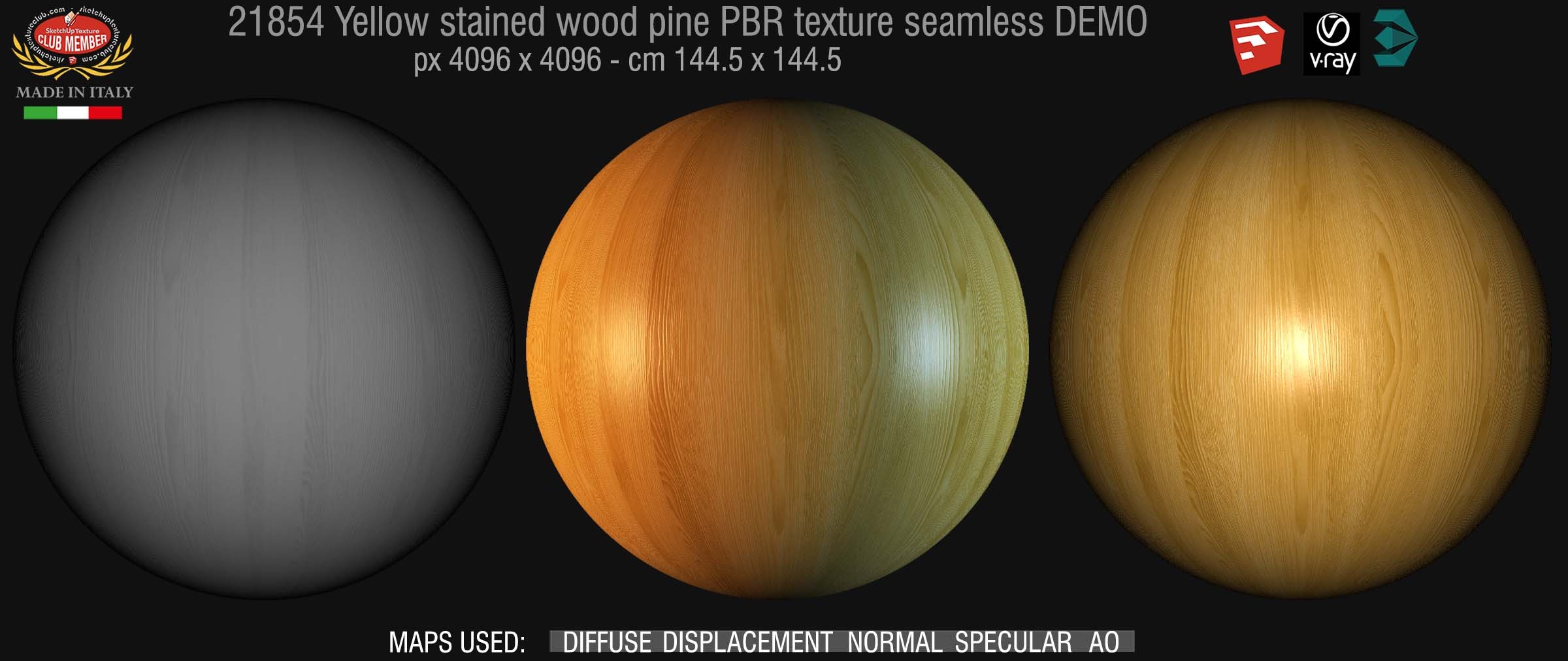 21854 Yellow stained wood pine PBR texture seamless DEMO