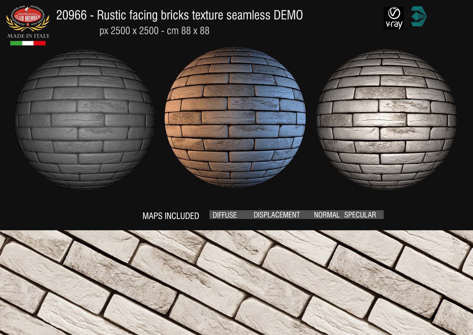 20966 Rustic facing bricks texture + maps DEMO