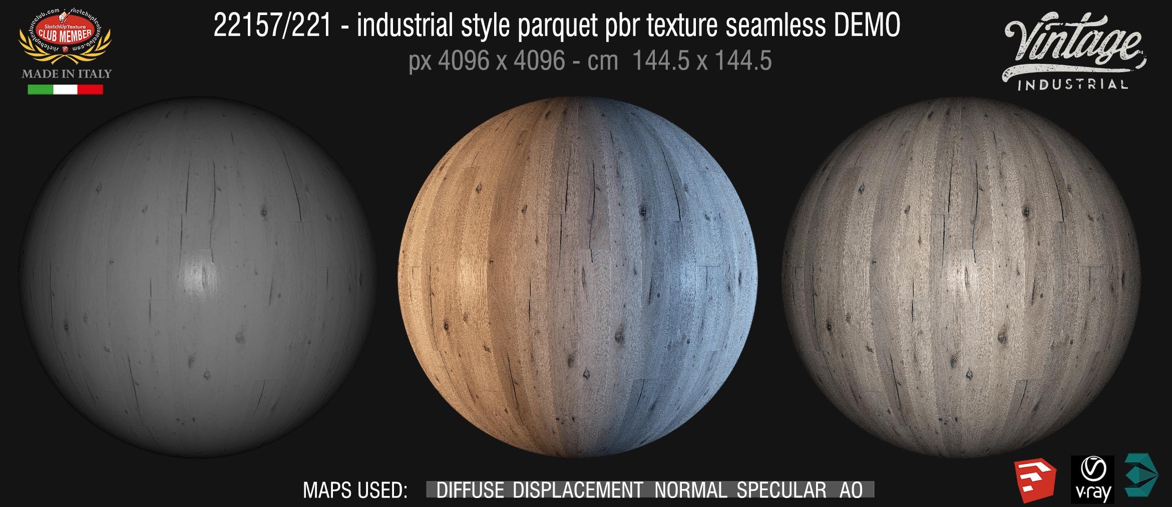 22157/221 industrial style parquet pbr texture seamless DEMO