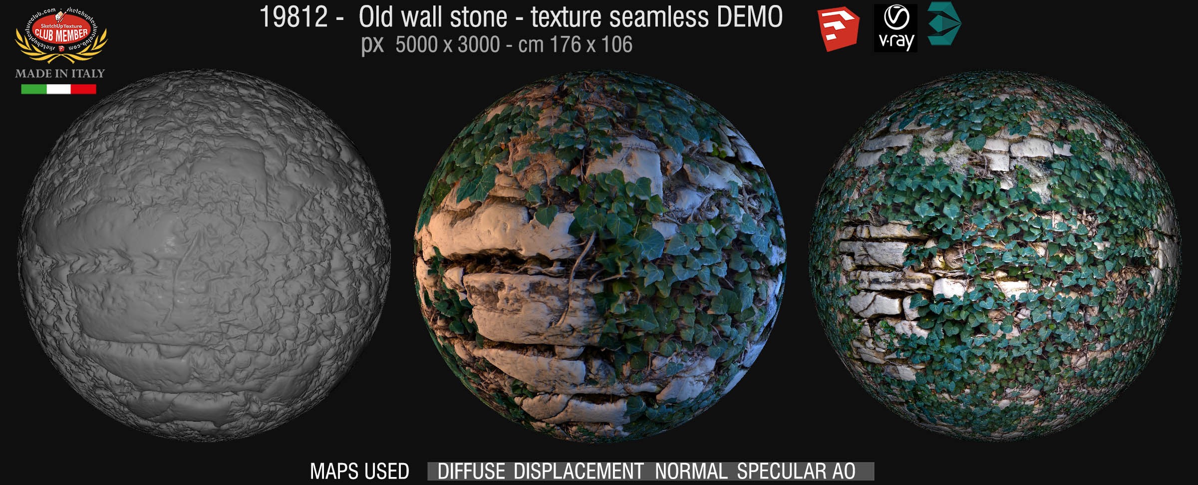 19812 - old wall stone with ivy texture + masp DEMO