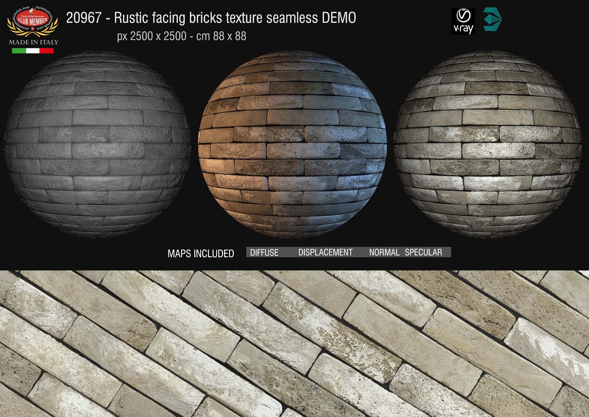 20967 Rustic facing bricks texture + maps DEMO