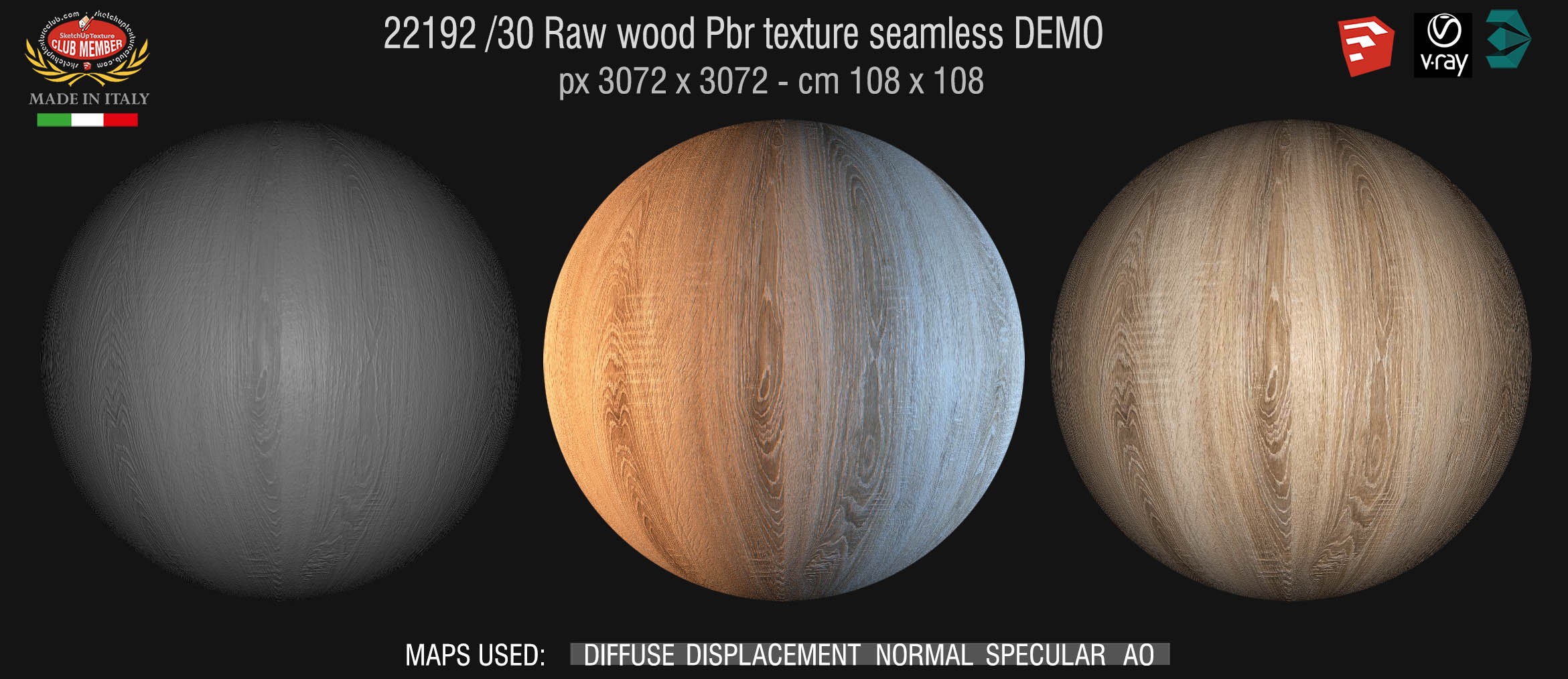 22192/30 Raw wood PBR texture seamless DEMO