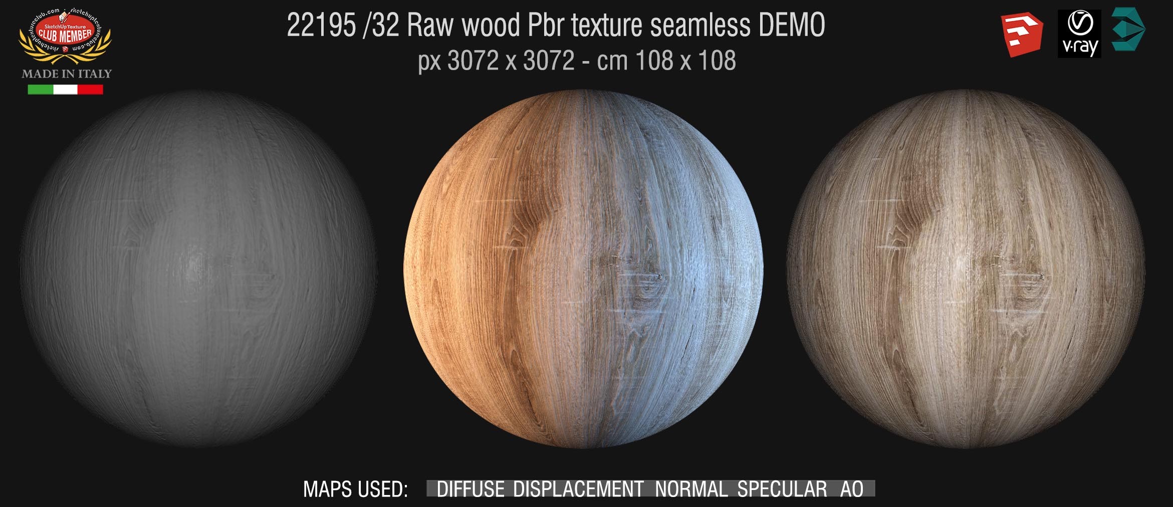 22195/32 Raw wood PBR texture seamless DEMO