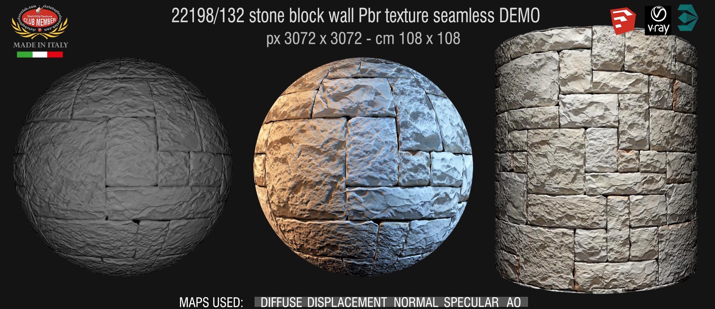 22198/132 stone block wall pbr texture-seamless DEMO