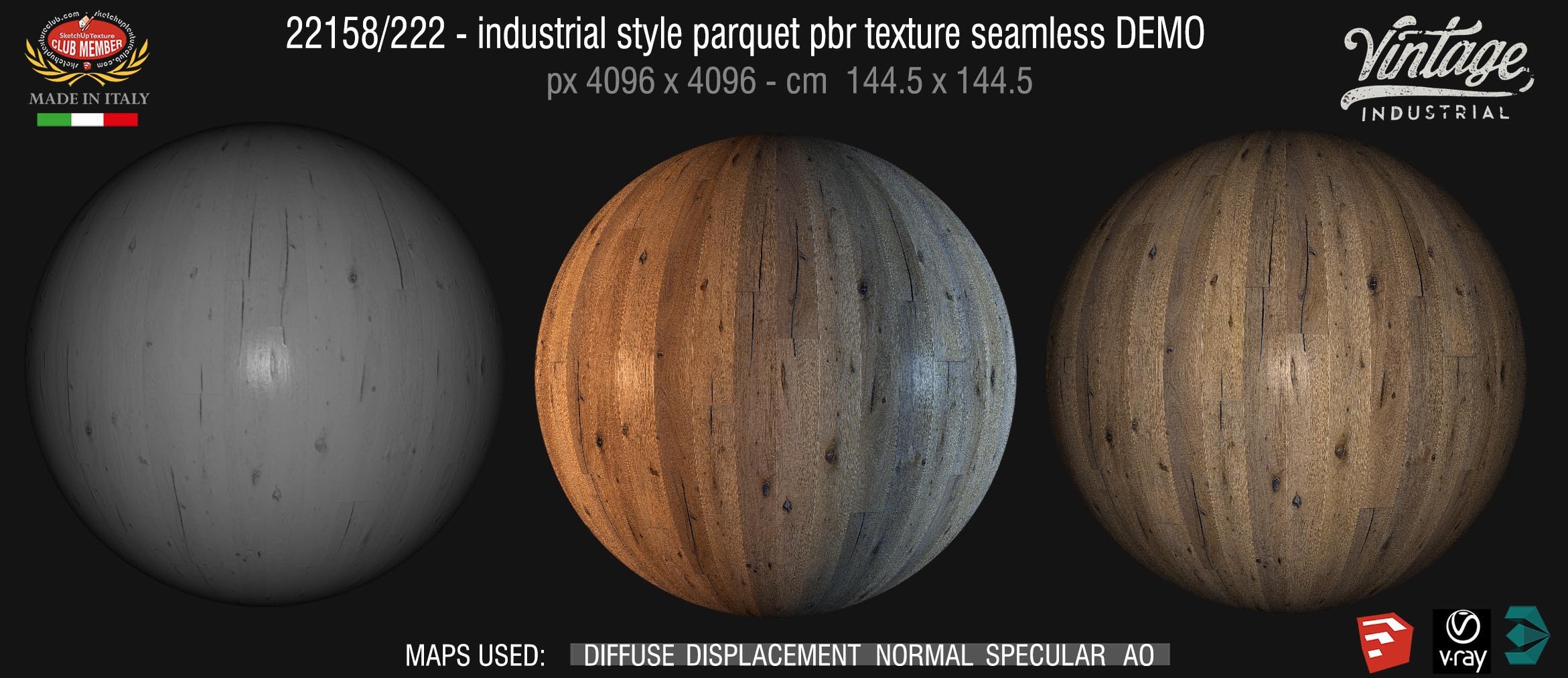 22158/222  industrial style parquet pbr texture seamless DEMO