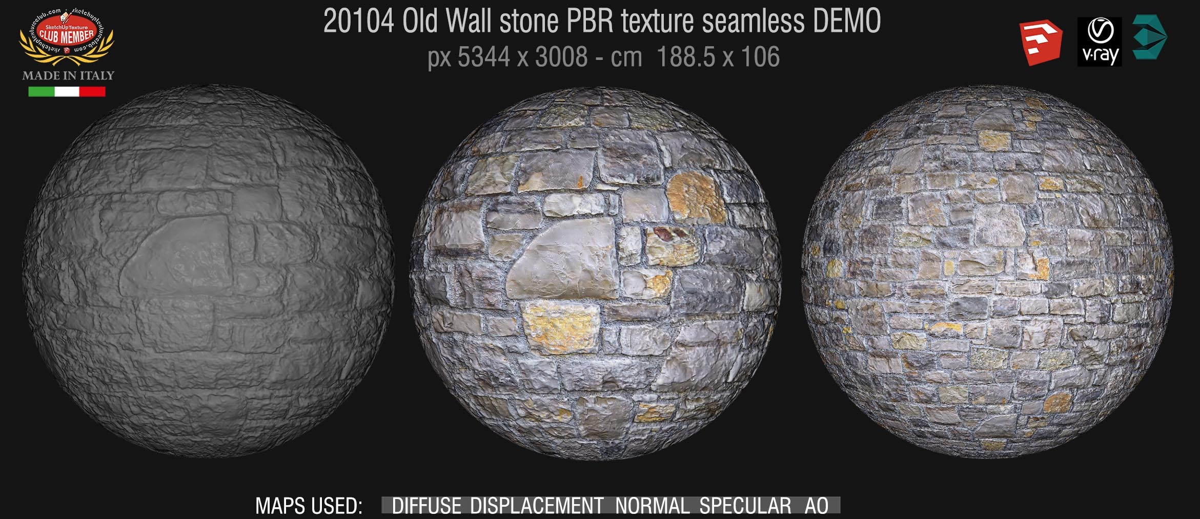 20104 Old Wall stone PBR texture seamless DEMO
