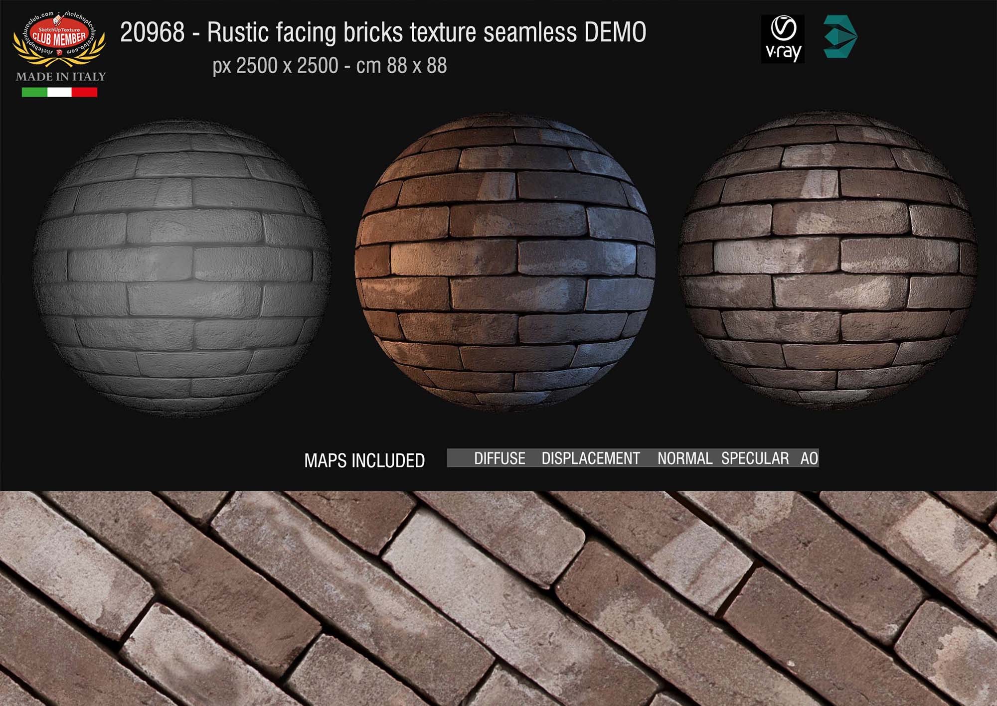 20968 Rustic facing bricks texture + maps DEMO