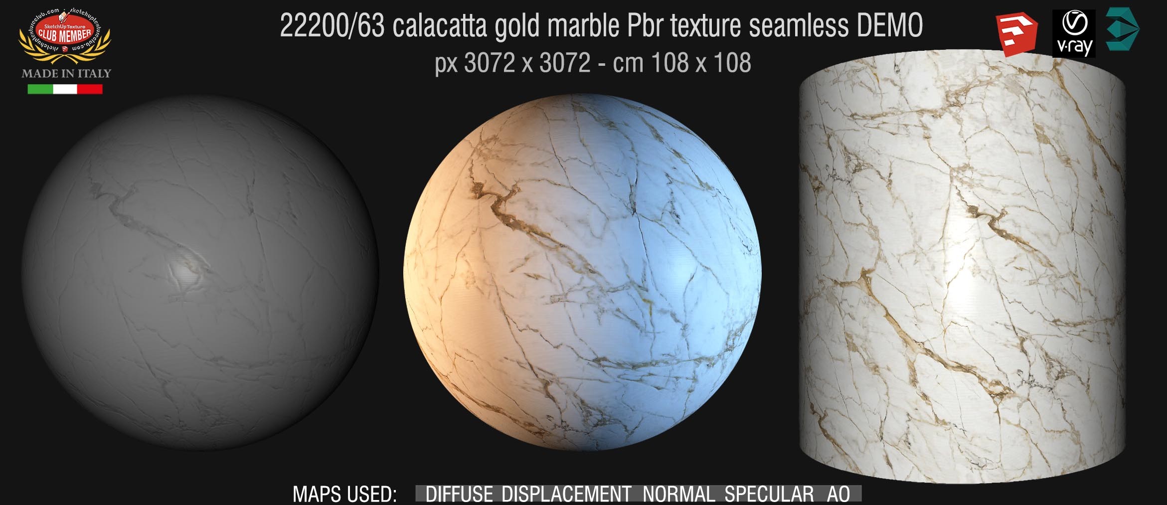22200/63 calacatta gold marble Pbr texture seamless DEMO