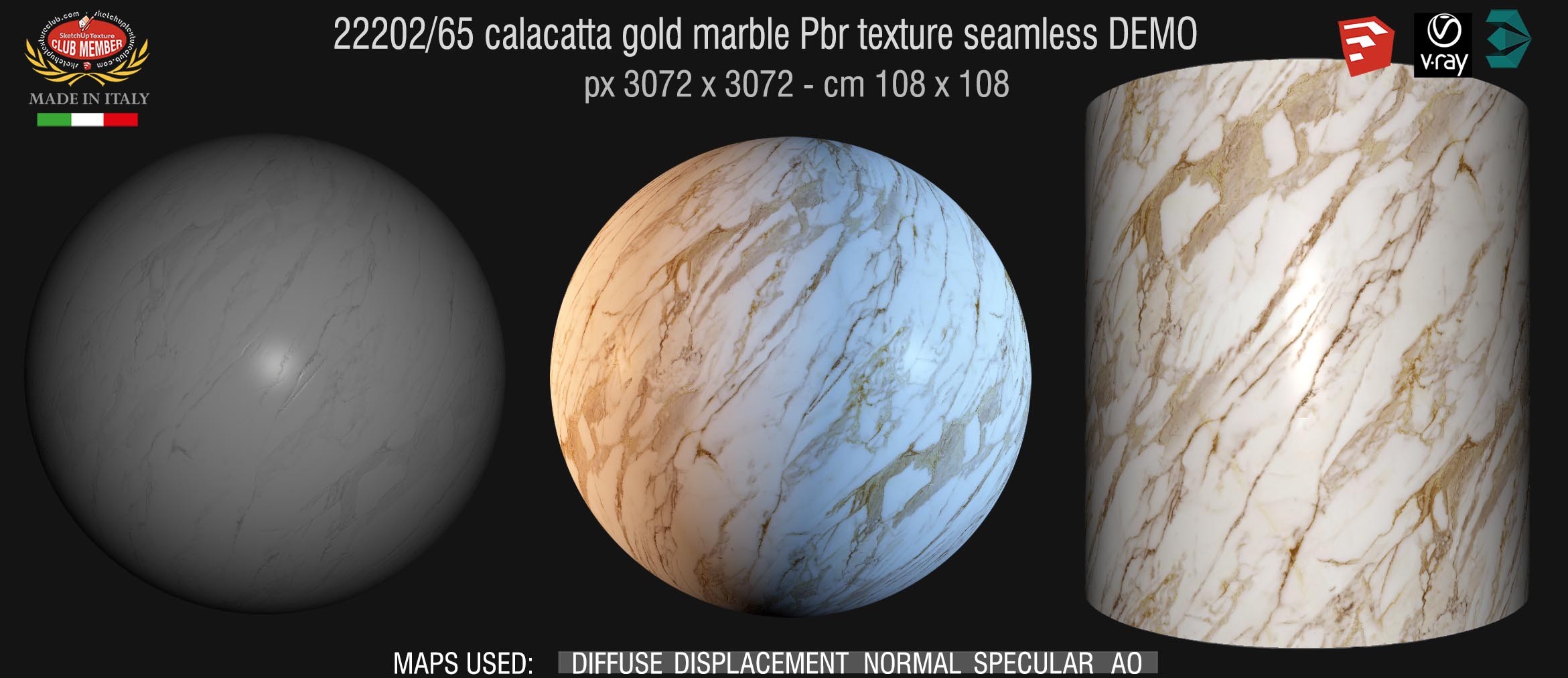 22202/65 calacatta gold marble Pbr texture seamless DEMO