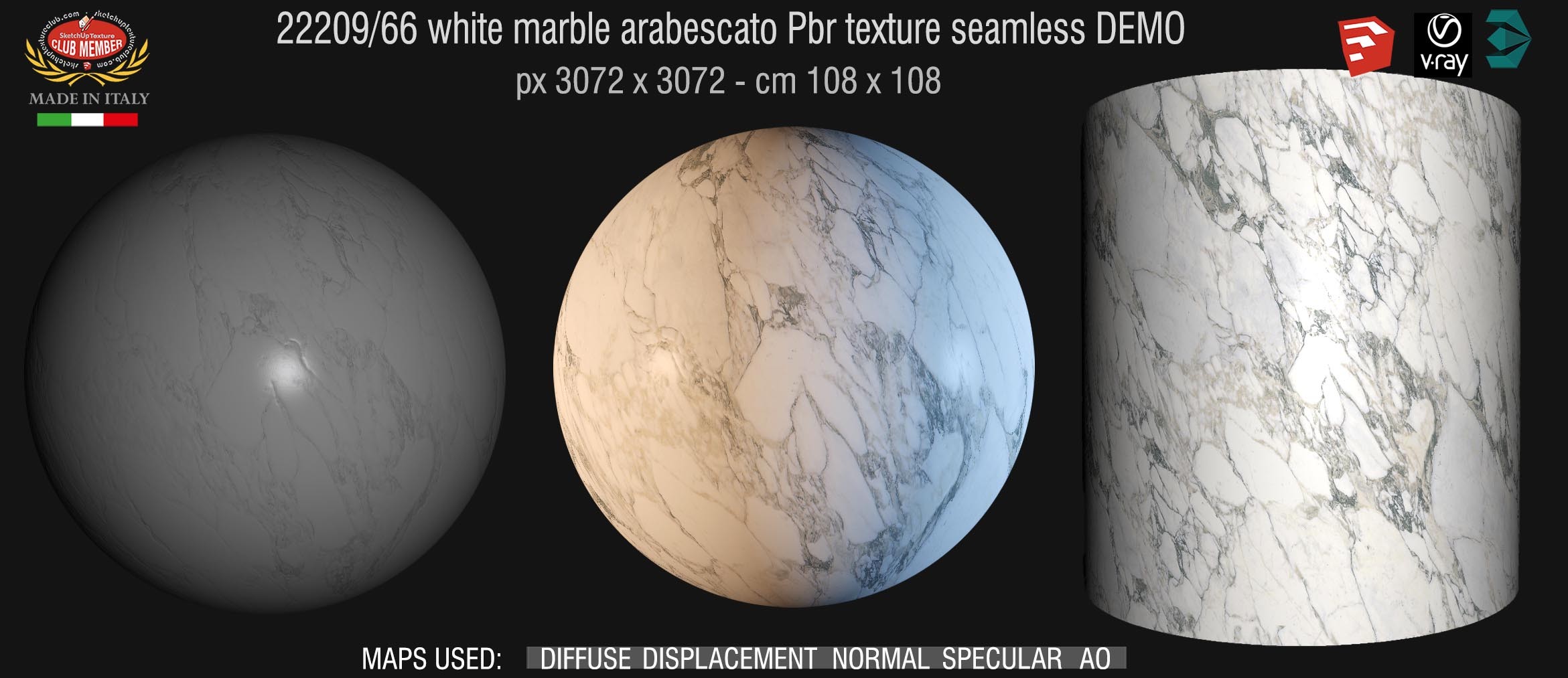 22209/66 white marble arabescato Pbr texture seamless DEMO