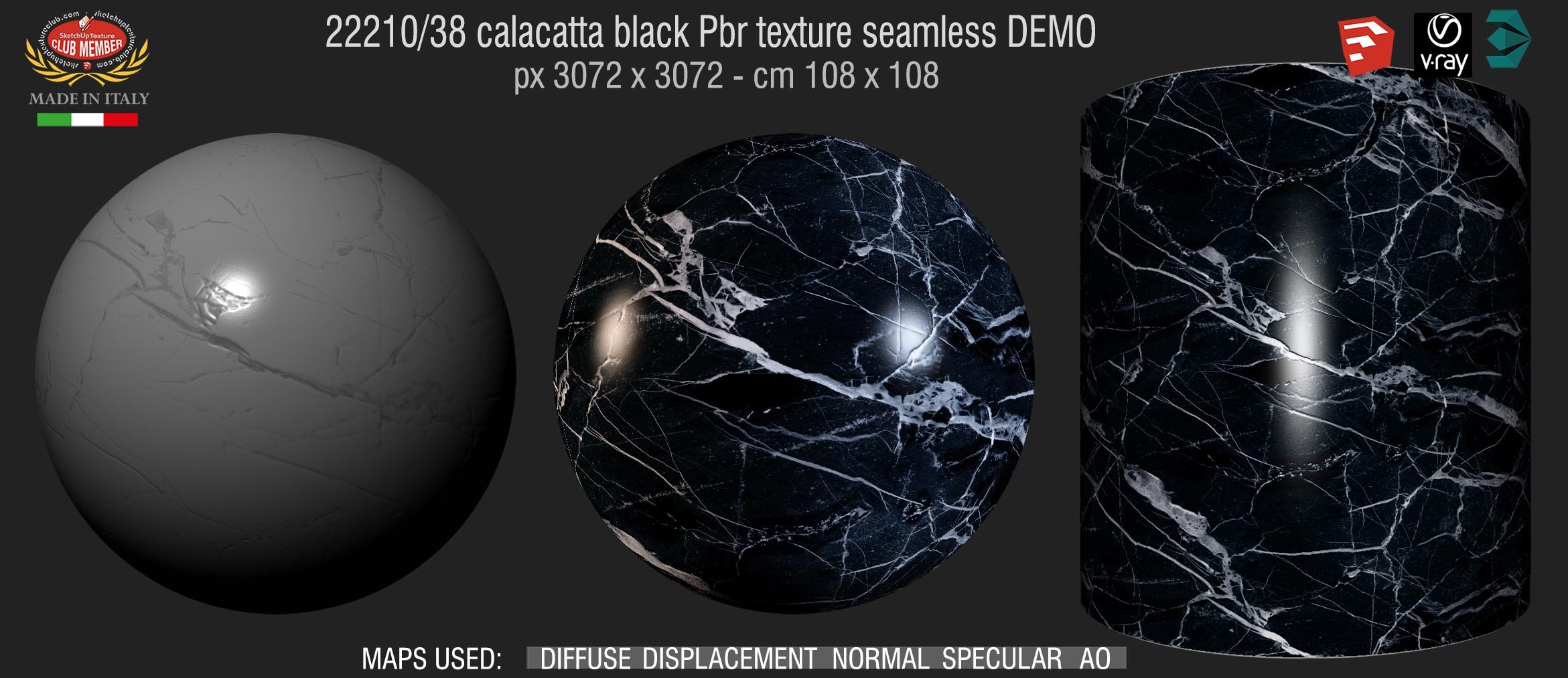 22210_38 calacatta black Pbr texture seamless DEMO