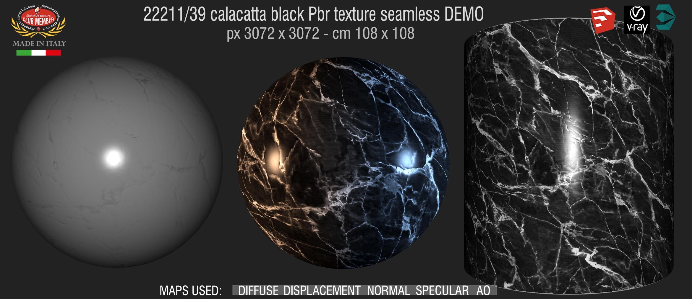22211_39 calacatta black Pbr texture seamless DEMO