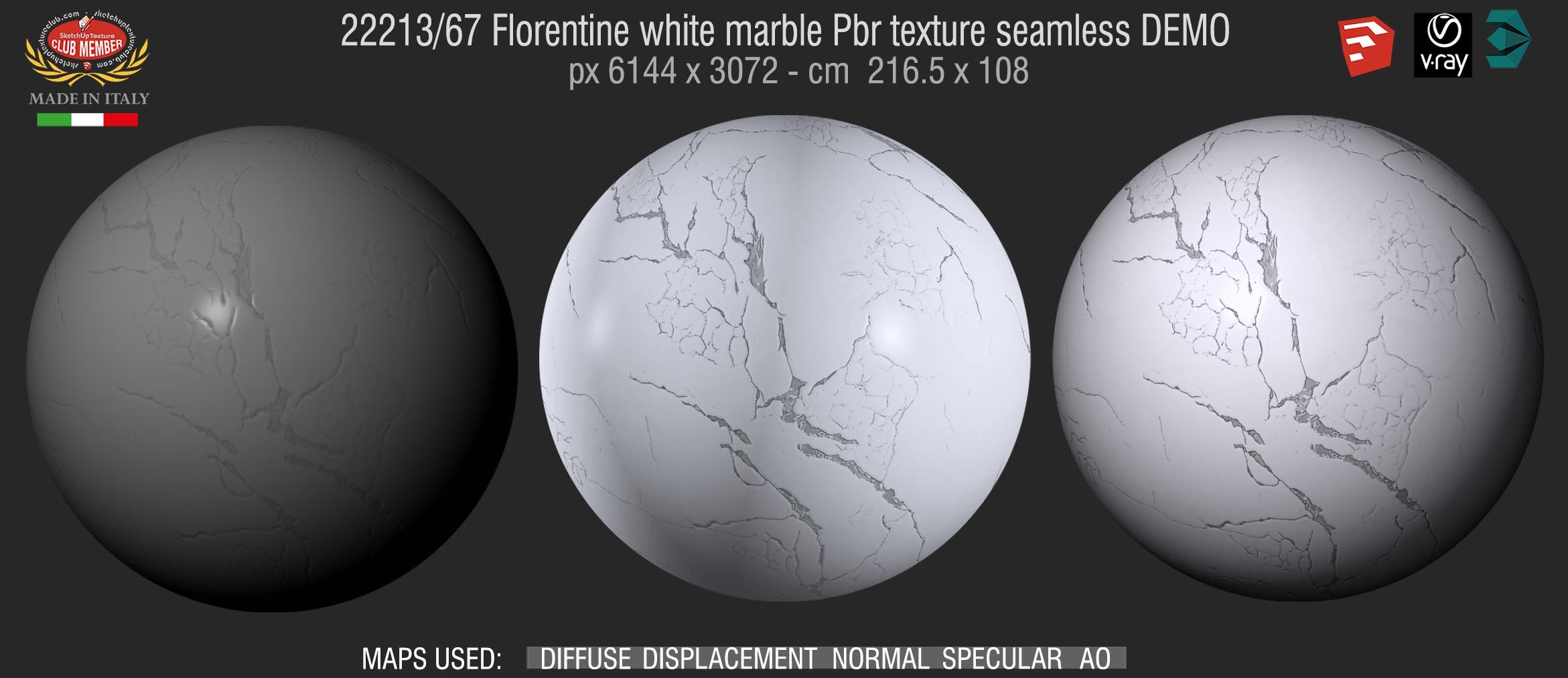 22213_67 Florentine white marble Pbr texture seamless DEMO