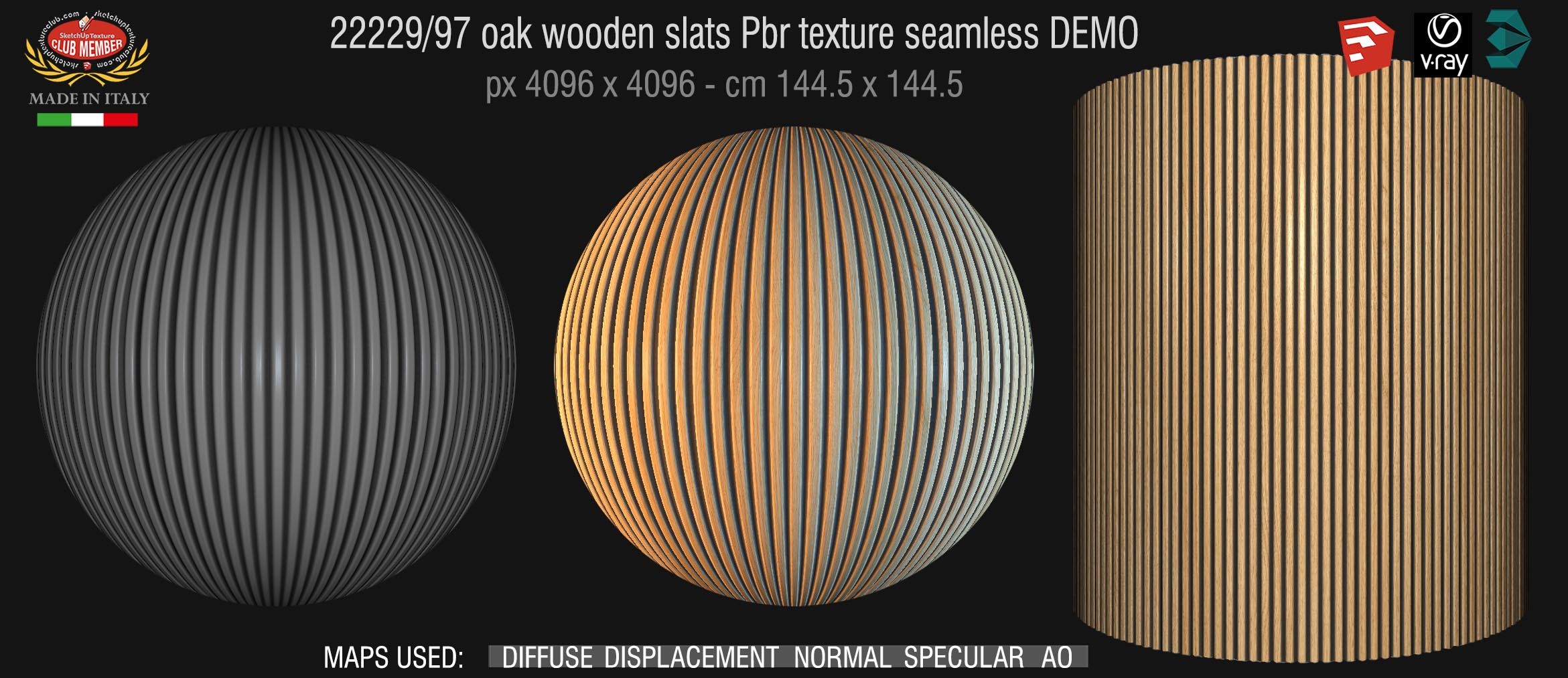 22229/97 oak wooden slats Pbr texture seamless DEMO