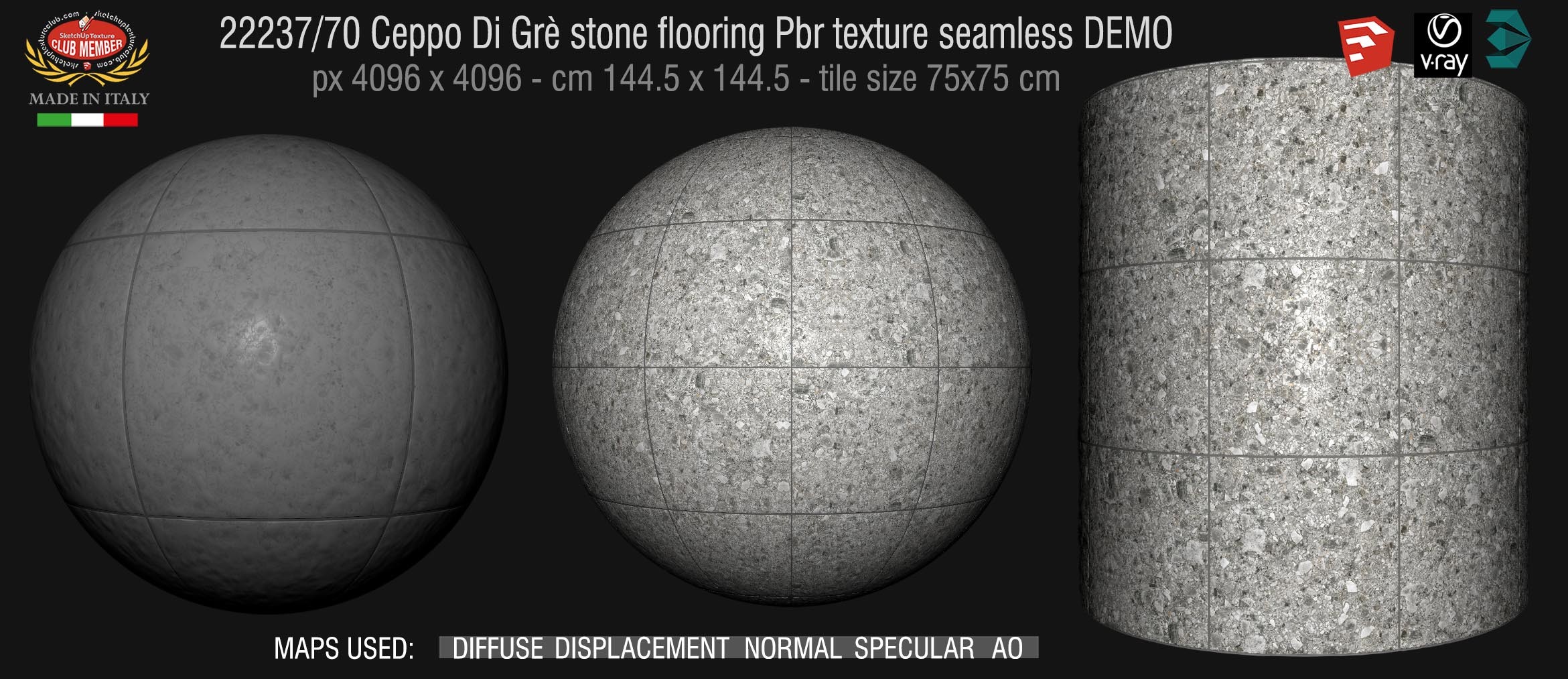 22237_70 Ceppo Di Grè stone flooring Pbr texture seamless DEMO - INTERIOR / OUTDOOR Paving - tile size 75x75 cm