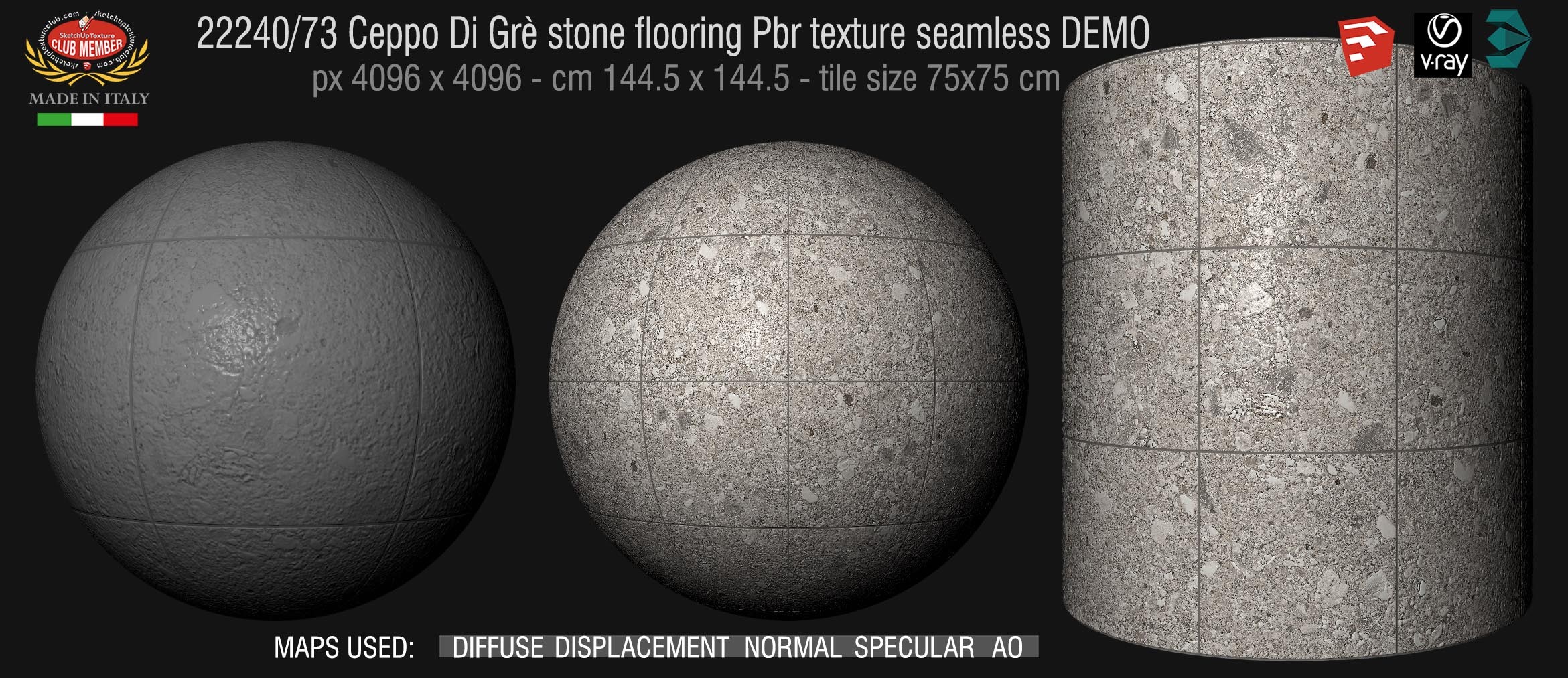 22240_73 Ceppo Di Grè stone flooring Pbr texture seamless DEMO - INTERIOR / OUTDOOR Paving - tile size 75x75 cm