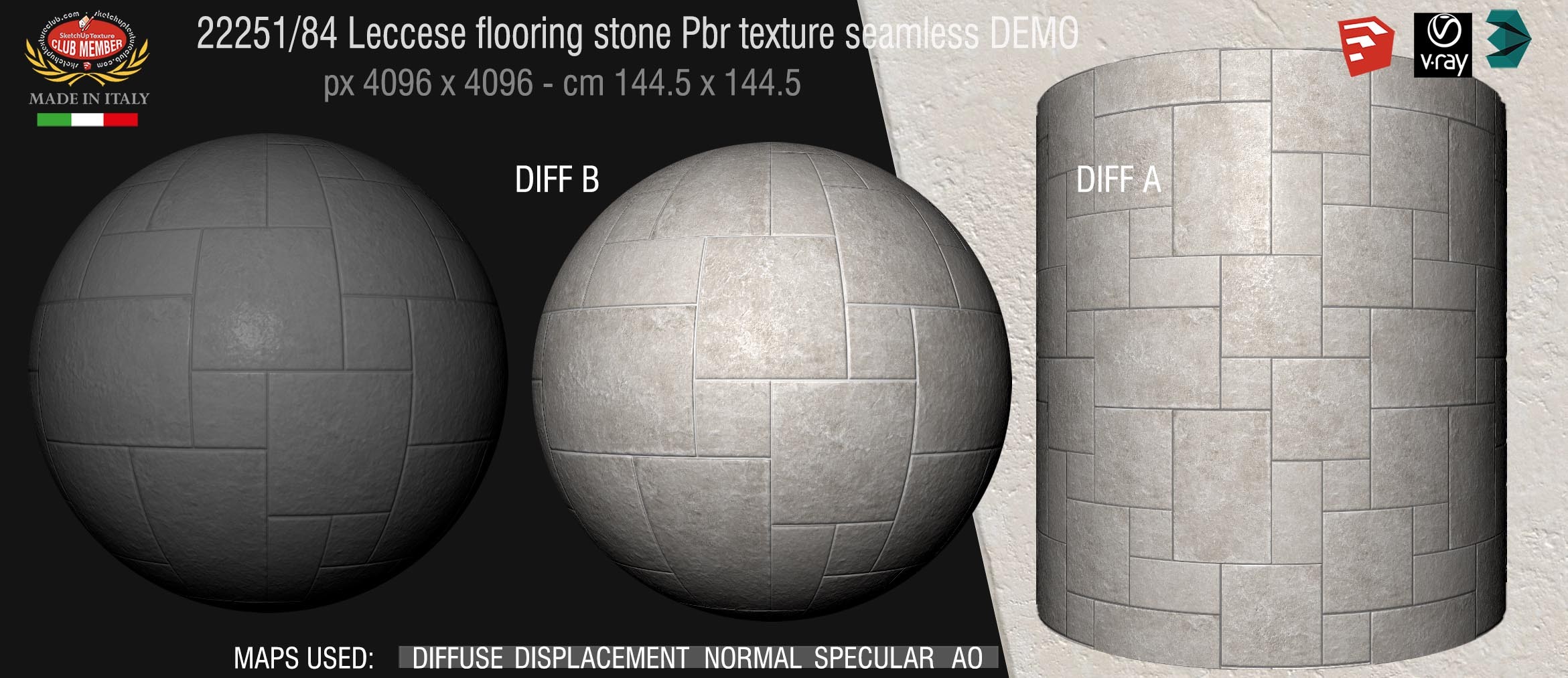 22251_84 Leccese flooring stone Pbr texture seamless DEMO
