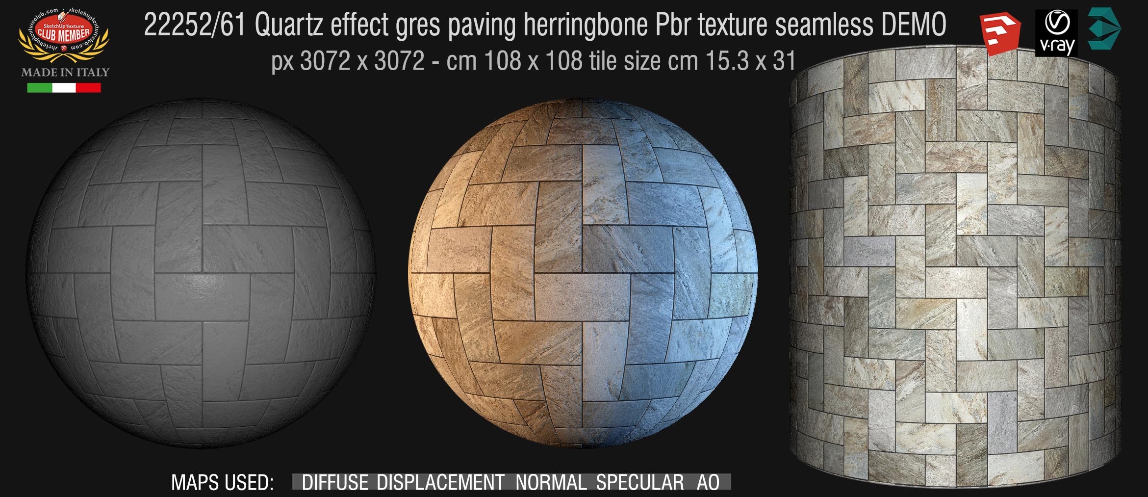 22252_61 Quartz effect gres paving herringbone Pbr texture seamless DEMO