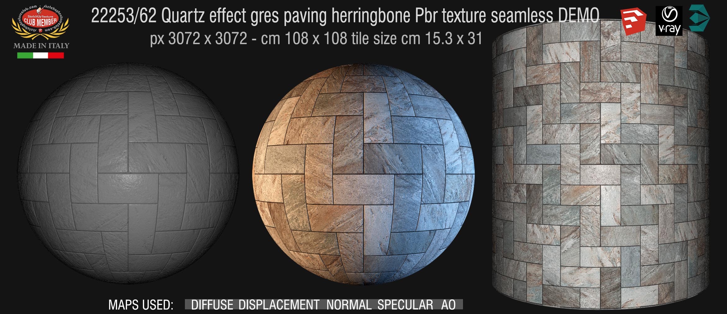 22253_62 Quartz effect gres paving herringbone Pbr texture seamless DEMO