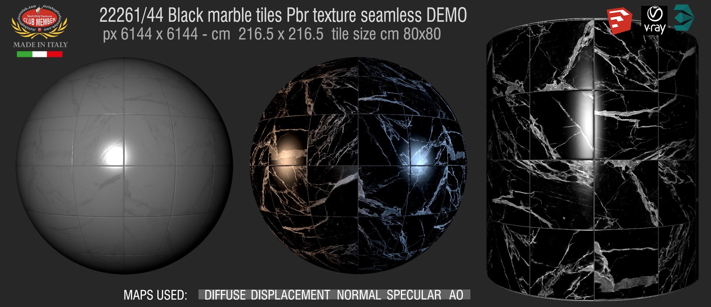 22261_44 Black marble tiles Pbr texture seamless DEMO