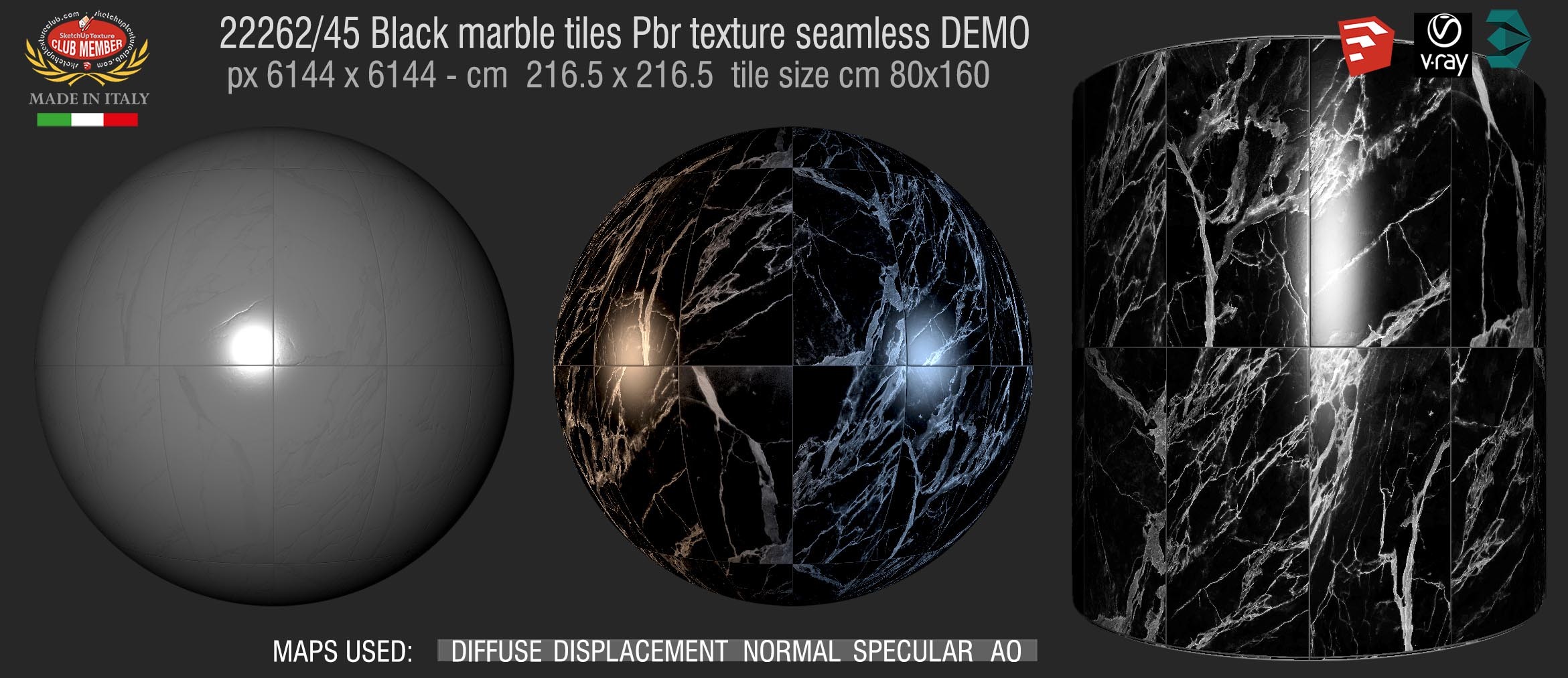 22262_45 Black marble tiles Pbr texture seamless DEMO