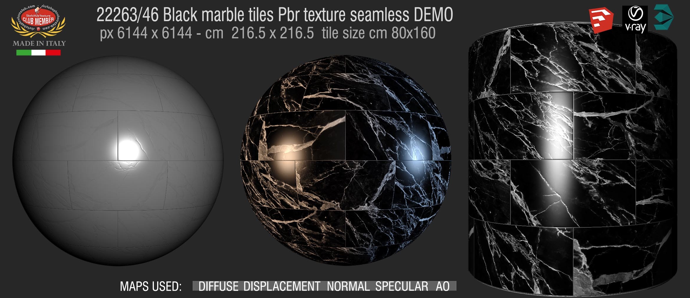 22263_46 Black marble tiles Pbr texture seamless DEMO