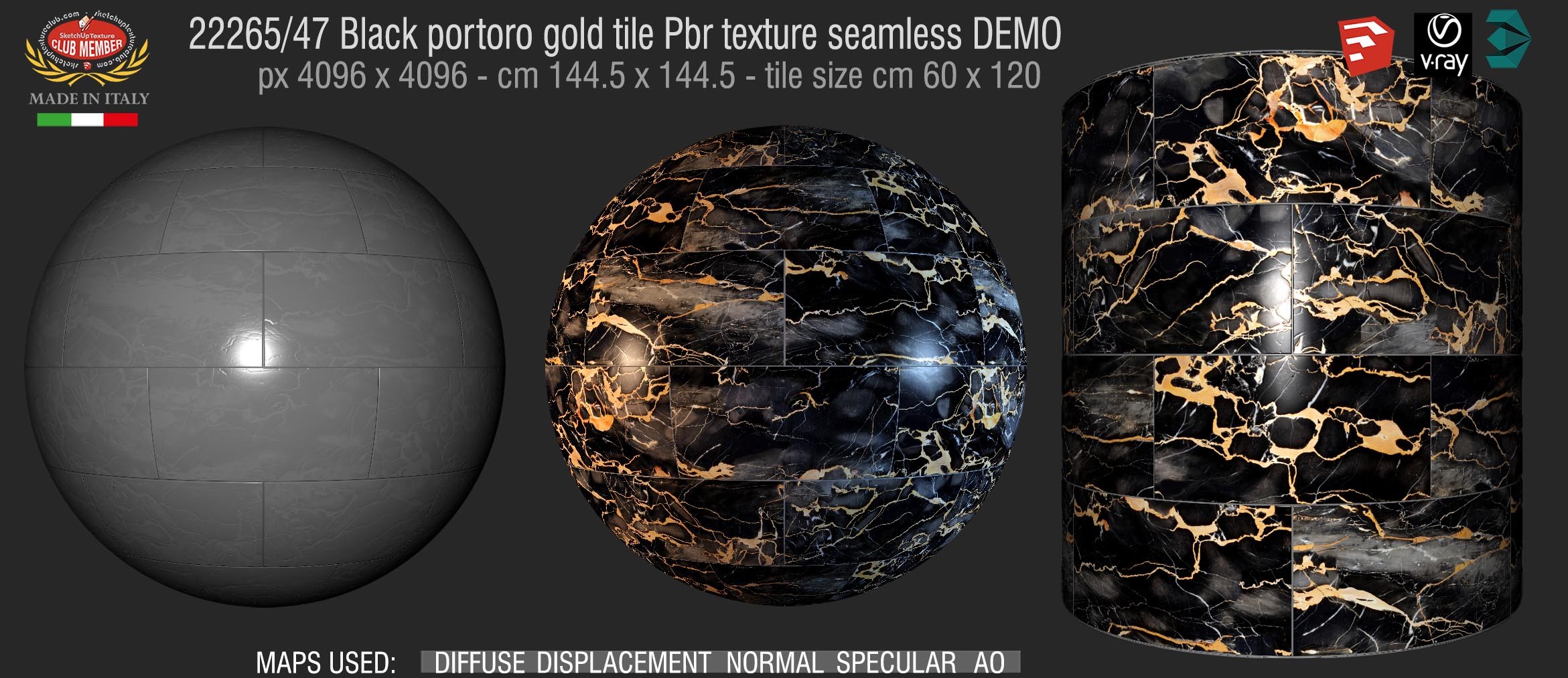 22265_47 Black portoro gold tile Pbr texture seamless DEMO