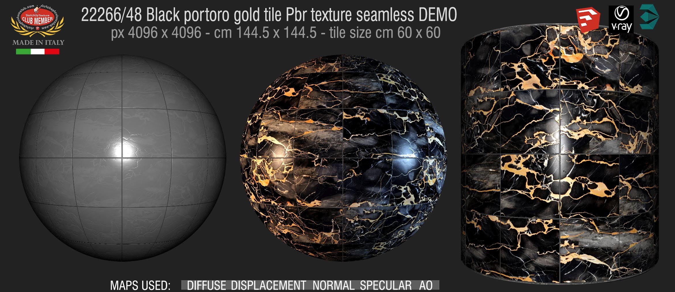 22266_48 Black portoro gold tile Pbr texture seamless DEMO