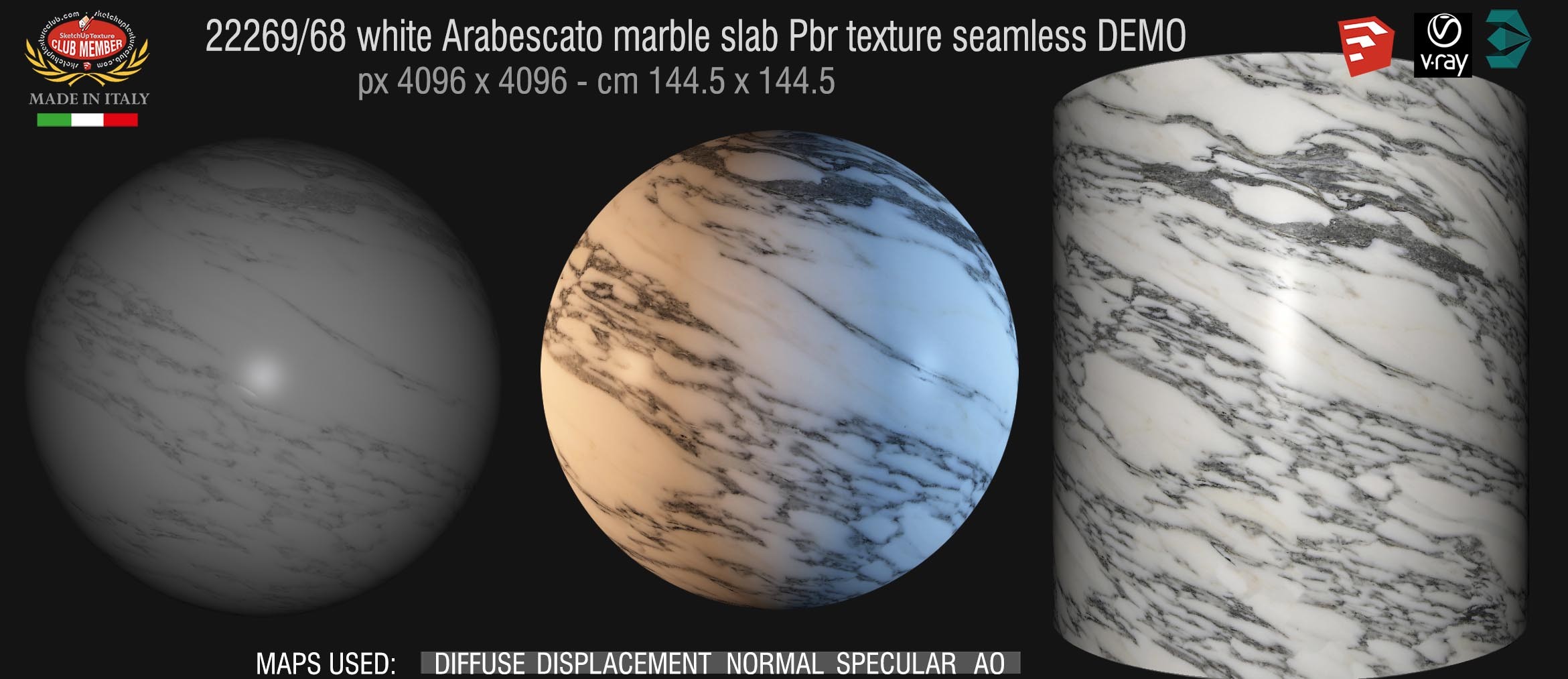 22269_68 white Arabescato marble slab Pbr texture seamless DEMO