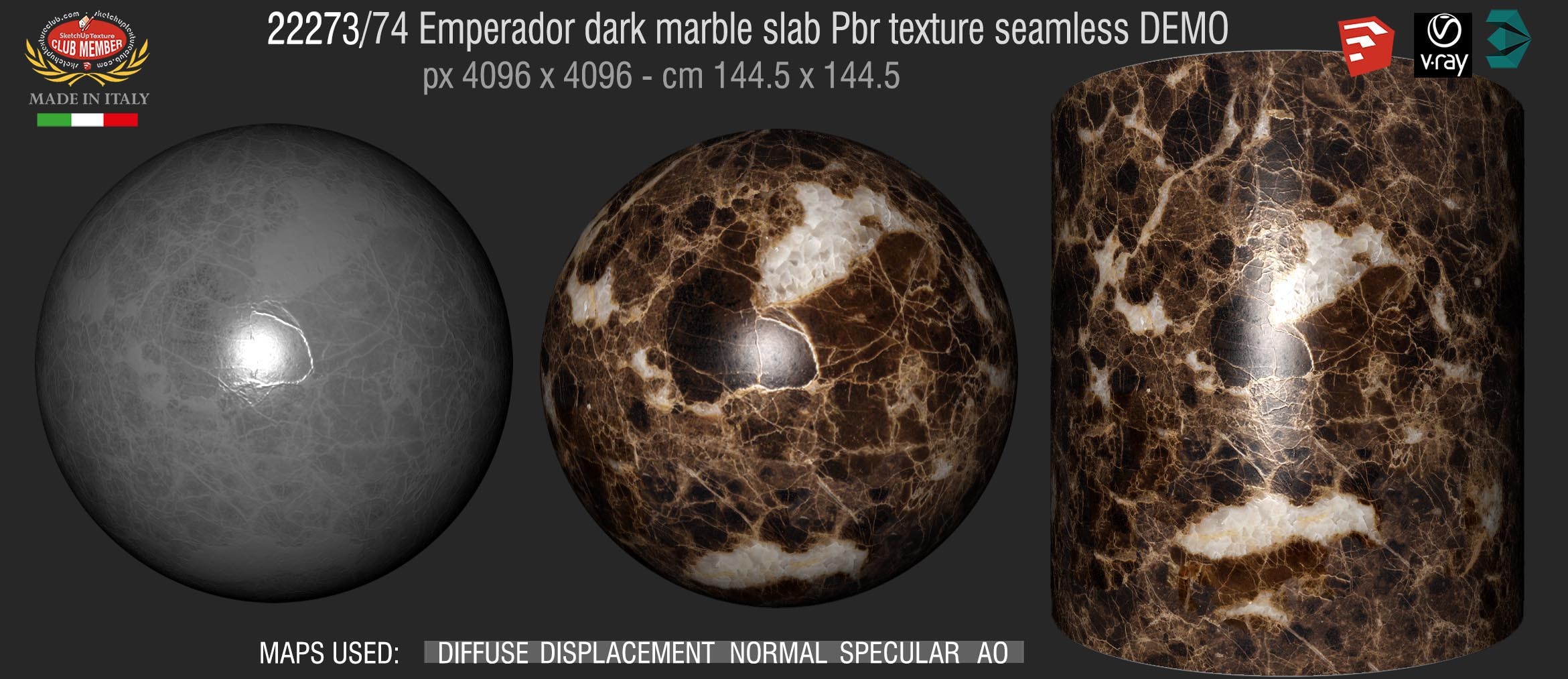 22272_74 Emperador dark marble slab Pbr texture seamless DEMO