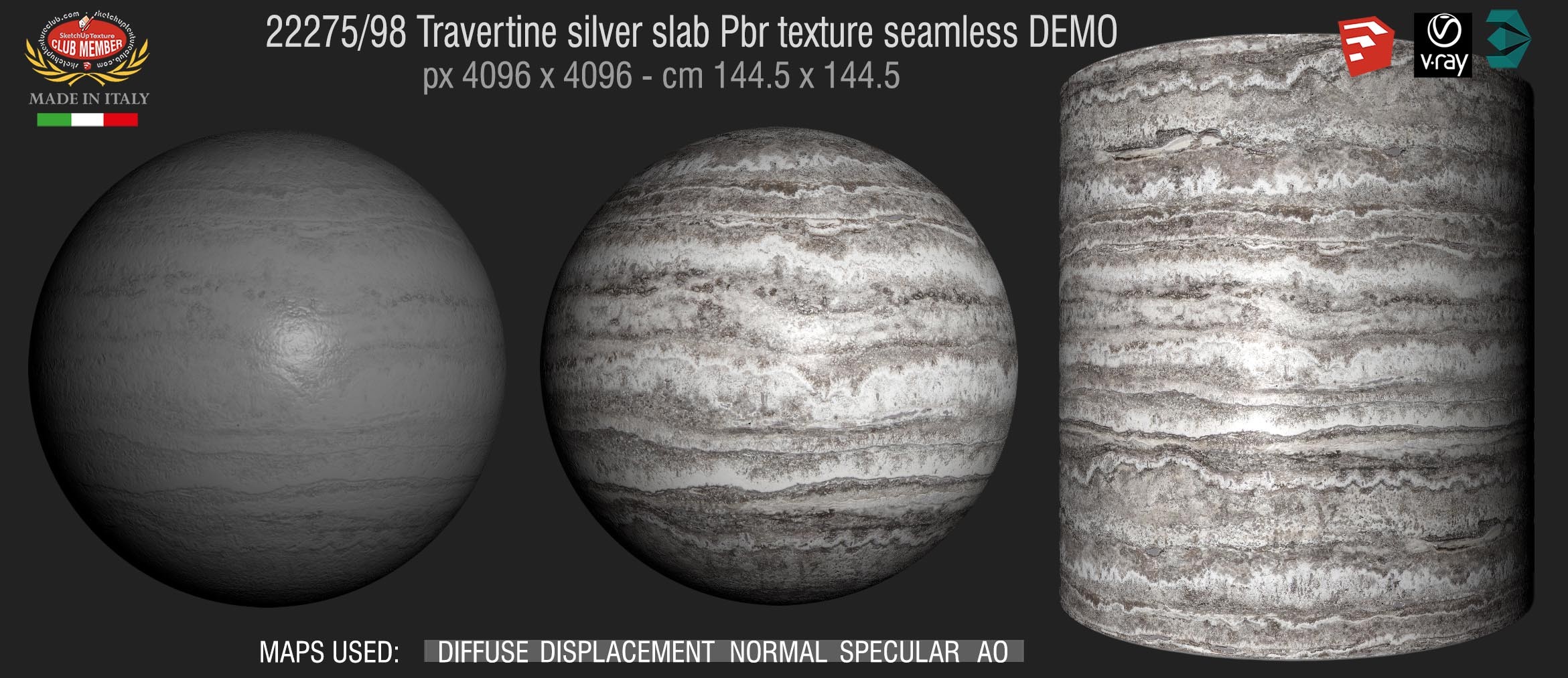 22275_98 Travertine silver slab Pbr texture seamless DEMO